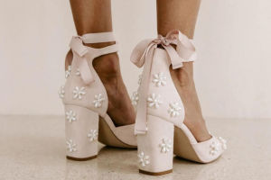 pink pearl shoes bridal platform heels