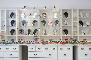 Interior jewelry boutique product display