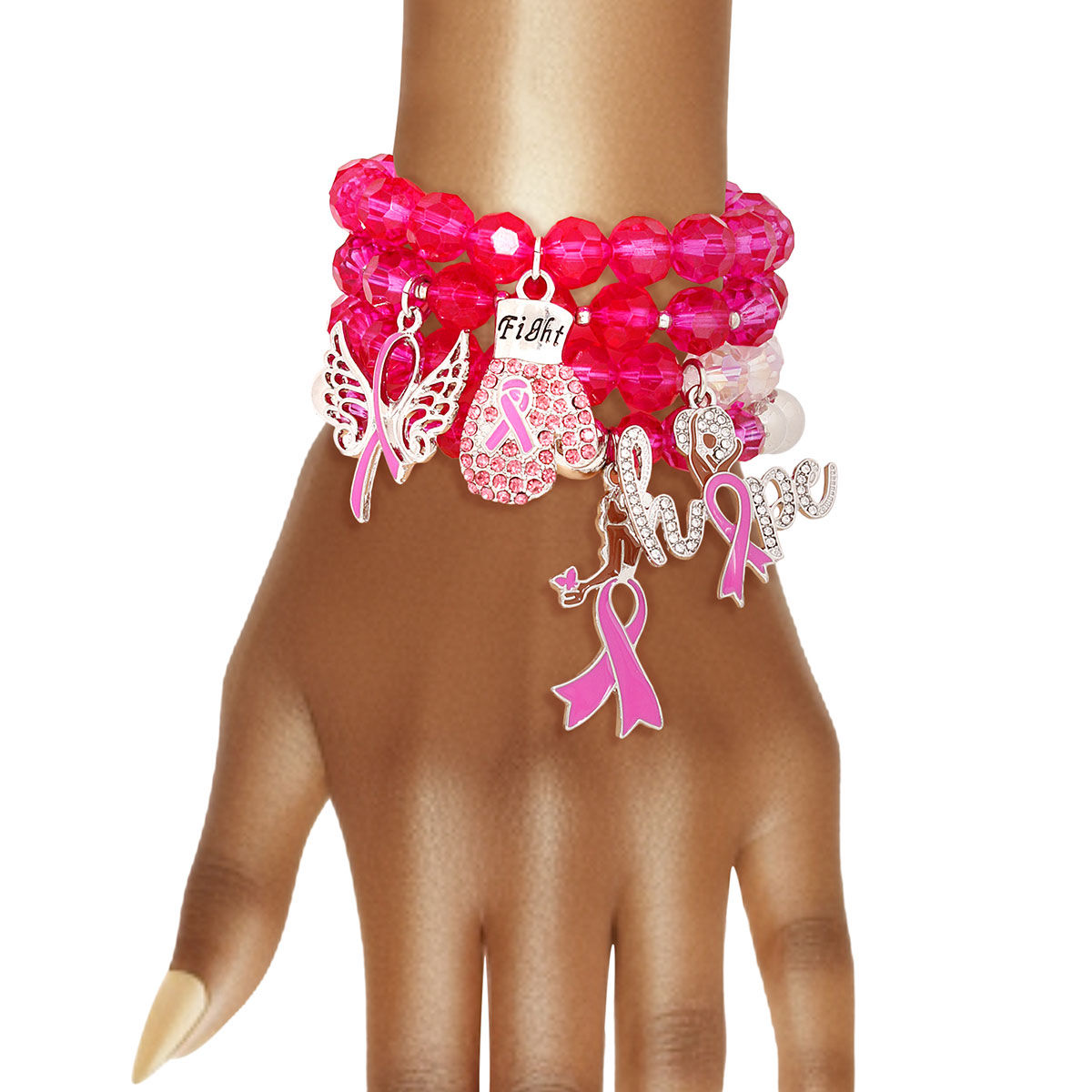 Wholesale Beaded Stretch Bracelets by the Dozen - Pink