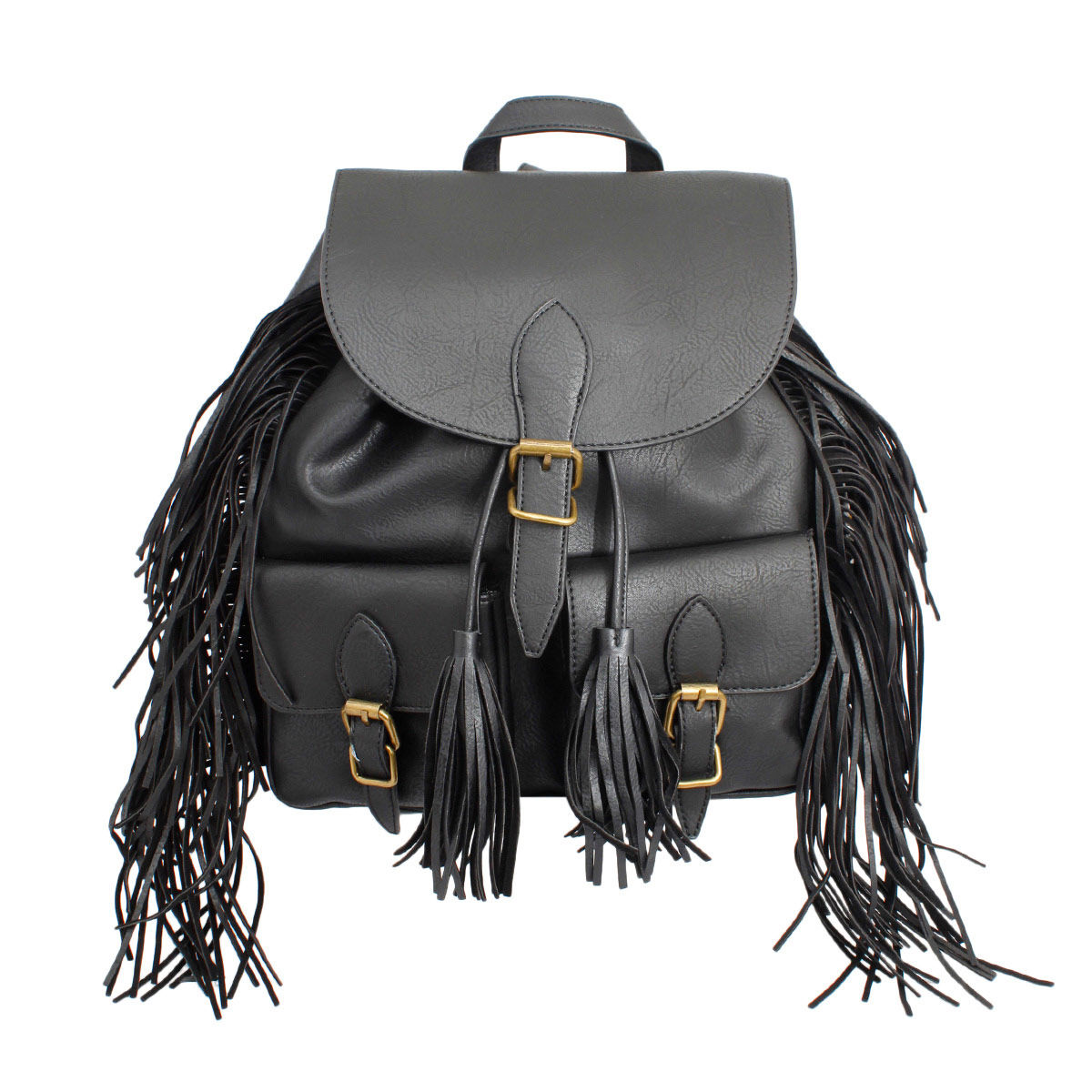 Black fringe backpack purse best sale