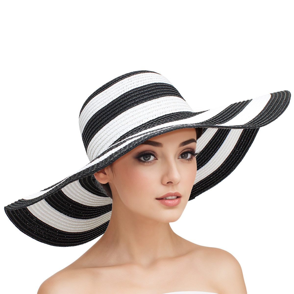 Black and white striped hat online