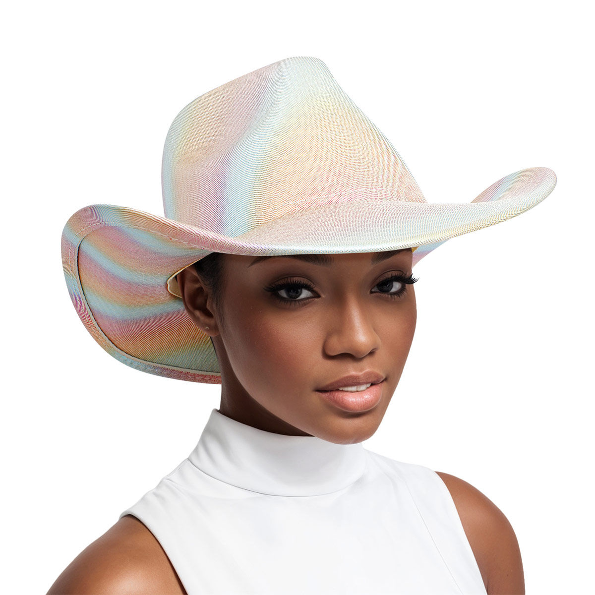 JHat Multi Color Foil Plastic‎ Funky Western Hat display picture 1