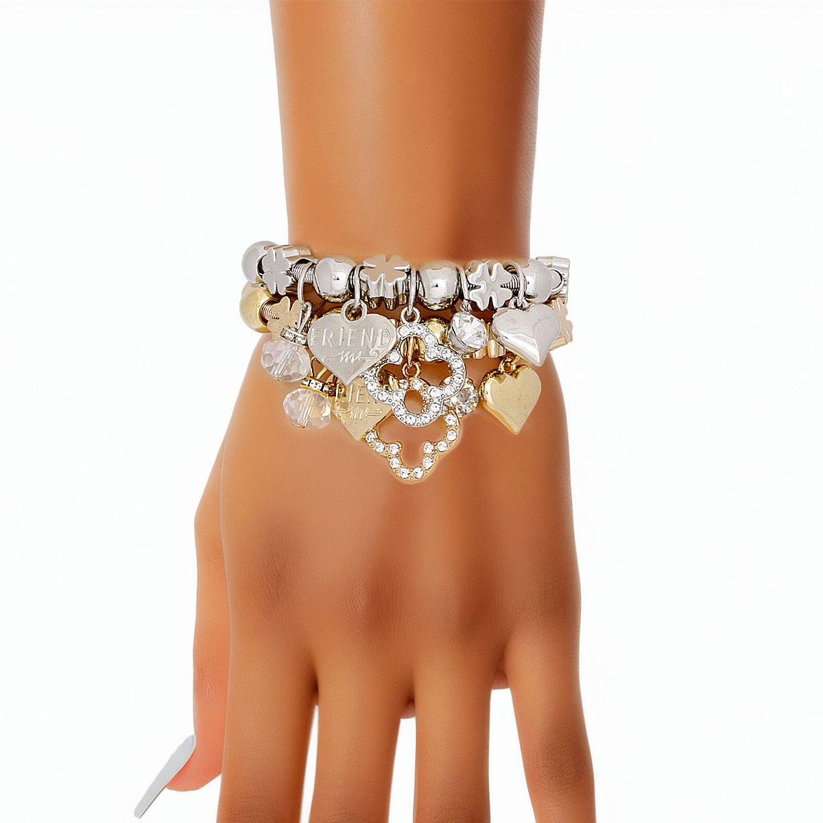 Silver charm online rhinestone bracelet