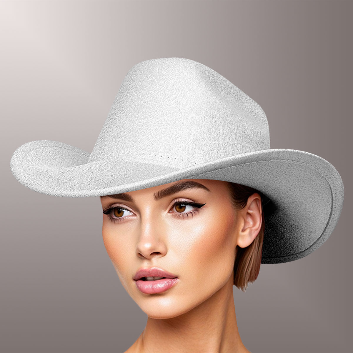 Unisex Felt Cowboy Hat, Wide Brim Western Hat Classic Solid Color