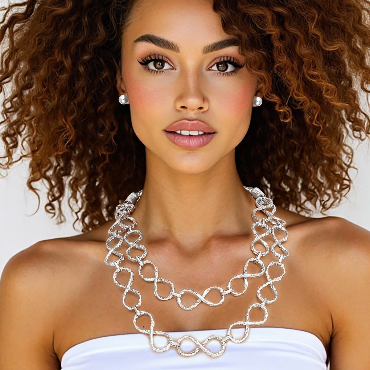 【新品】CDL Eternity Neckless Wholesale Chain Silver Infinity Chain Link Rugged Necklace