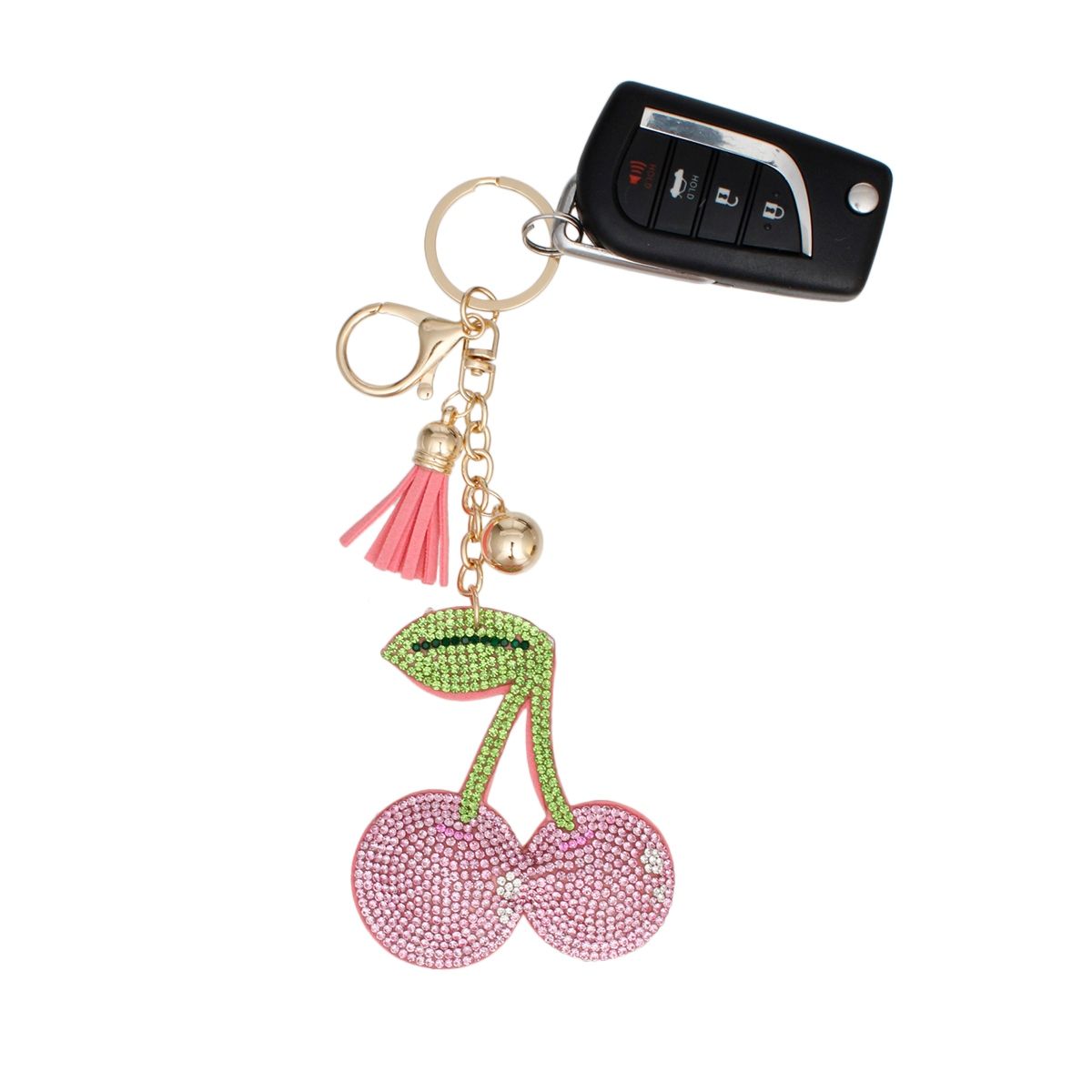 HEAKEY Sparkly Backpack Keychain - Pink & Purple Rhinestones With 14K Gold Plating, Heart Charm - View #9