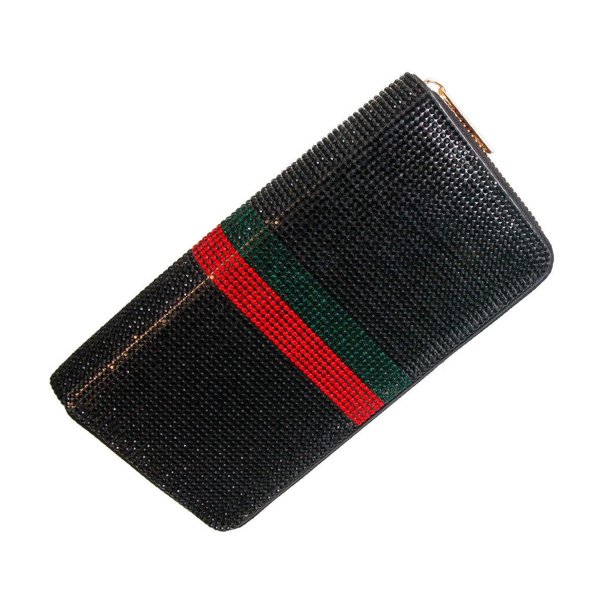 Black Red Green Stripe Zipper Wallet- Order Wholesale