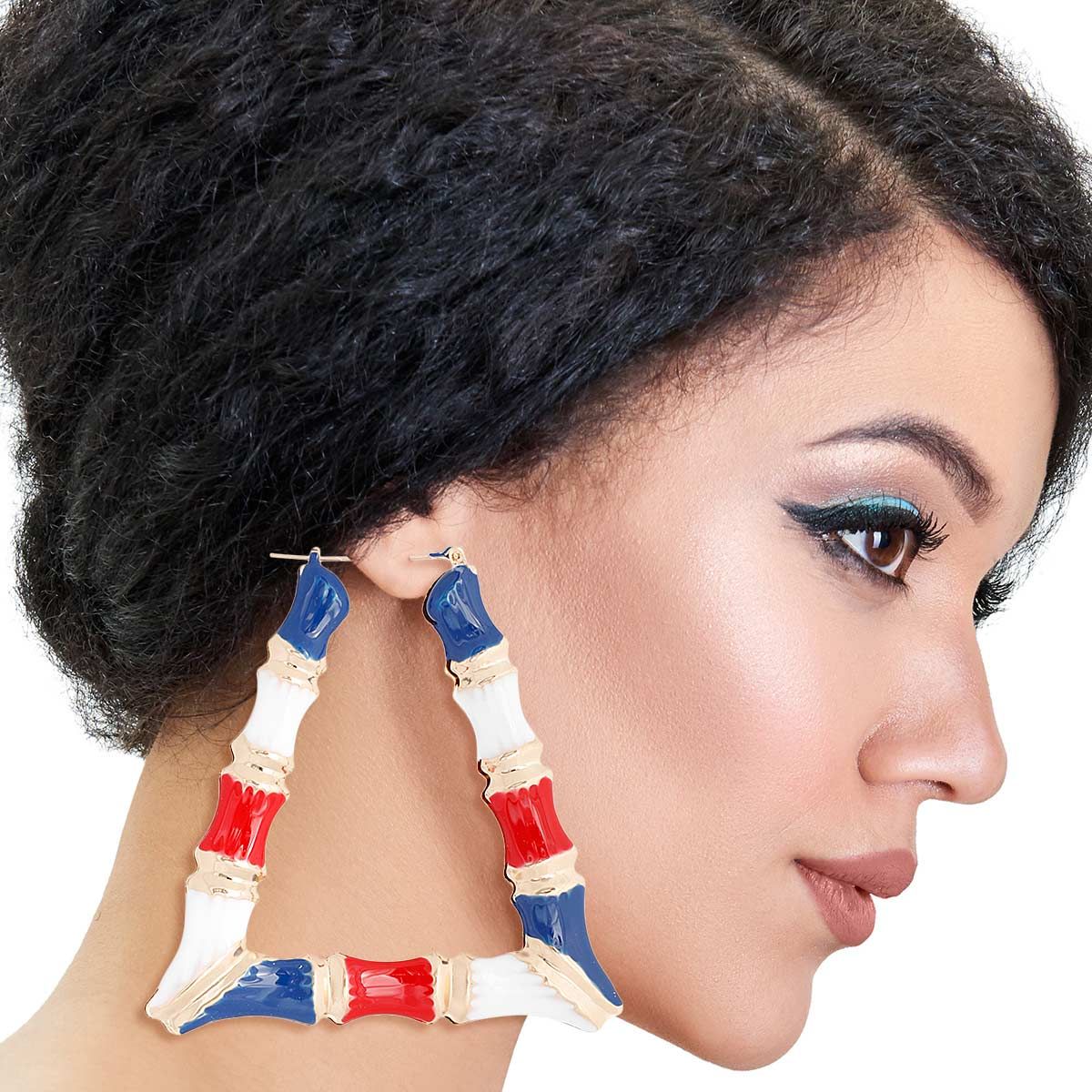 Multi Color Trapezoid Bamboo Hoops