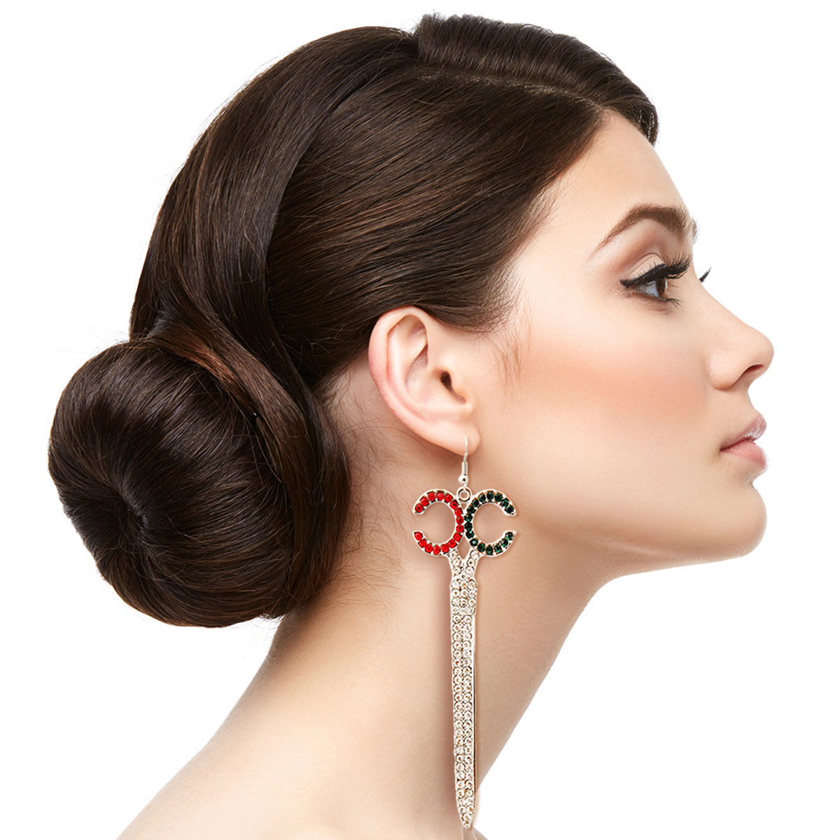 Multi colored rhinestone earrings sales