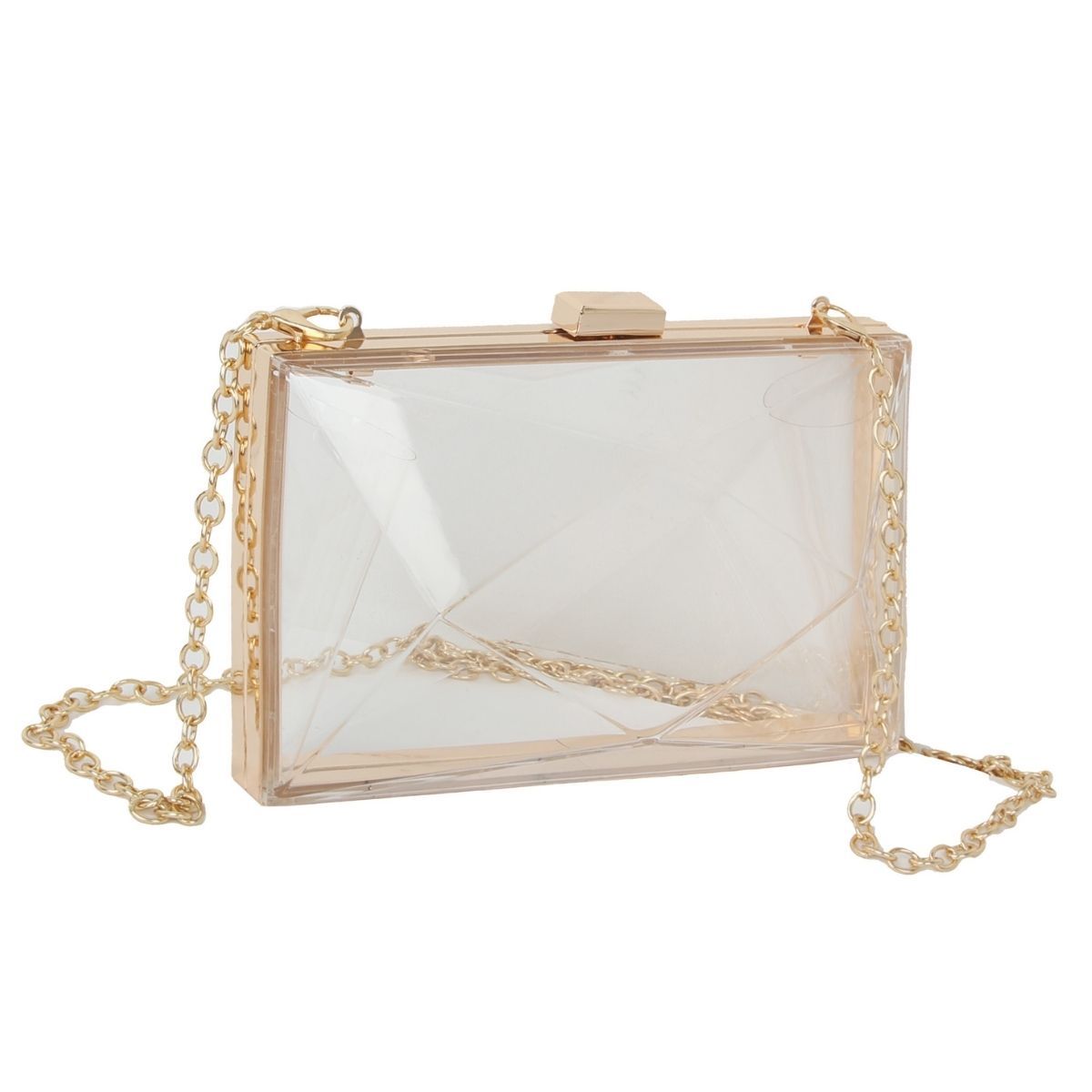 Metallic Hardcase Clutch Bag Gold