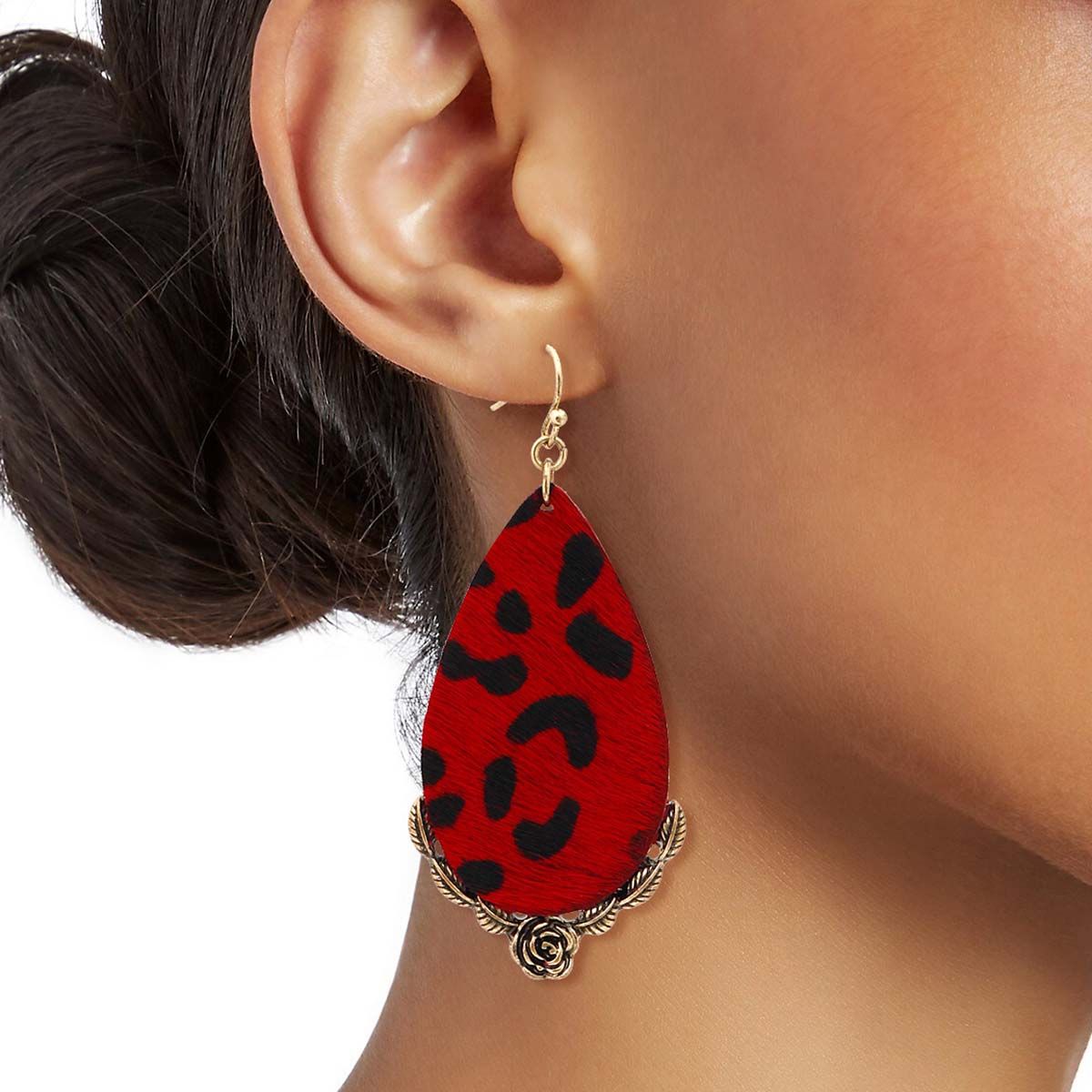 Catherine Popesco Scarlet Red Teardrop Crystal Earrings