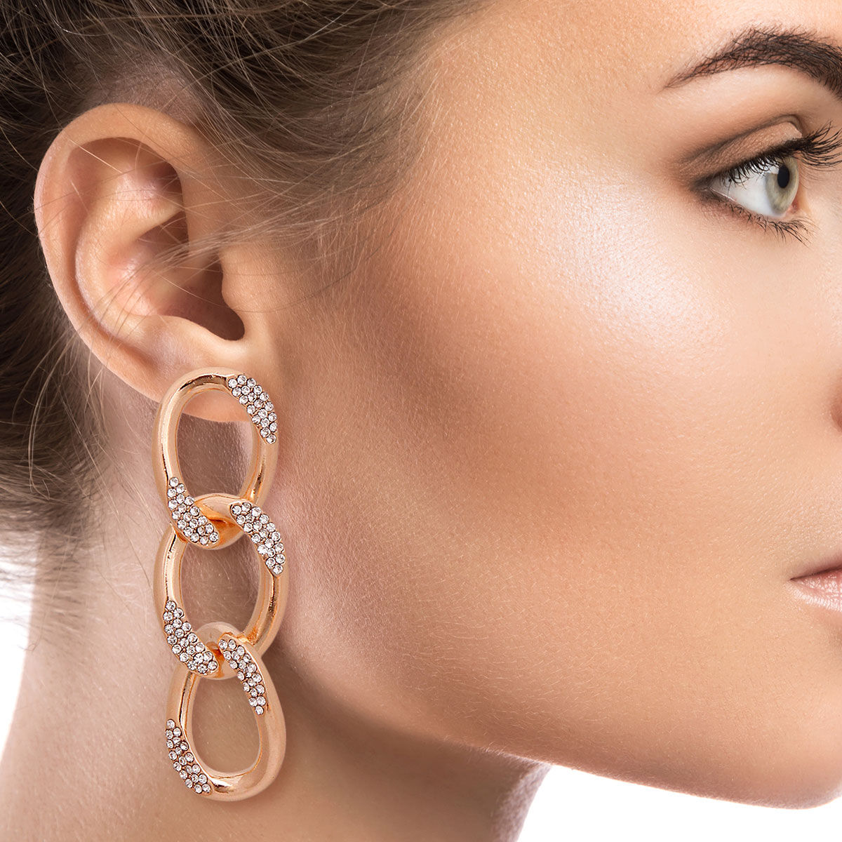 ピアス STONEHENgE Edge 14K diamond piercing sparkles Moon Cartilage Earring | Celestial Chain Drop Helix Stud