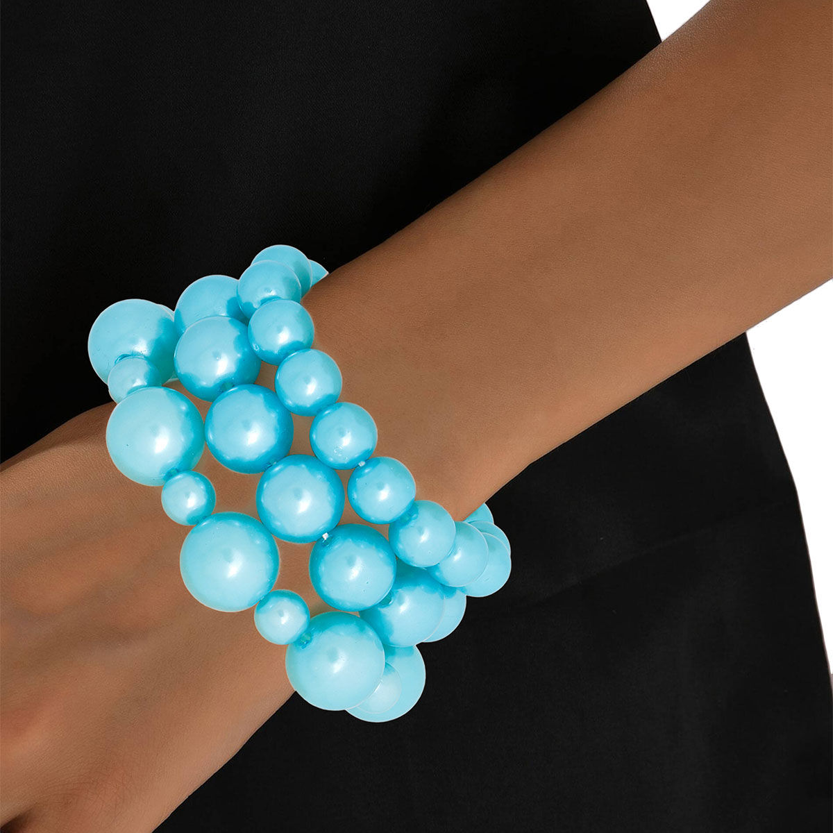 Turquoise & Three Pink Pearls Elastic Bracelet – Aurora Creative