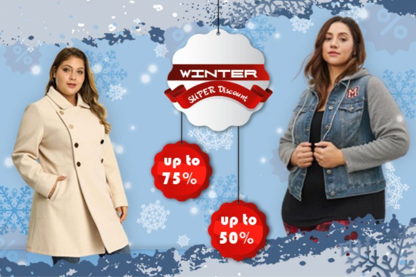 winter plus-size women clothing sale concept