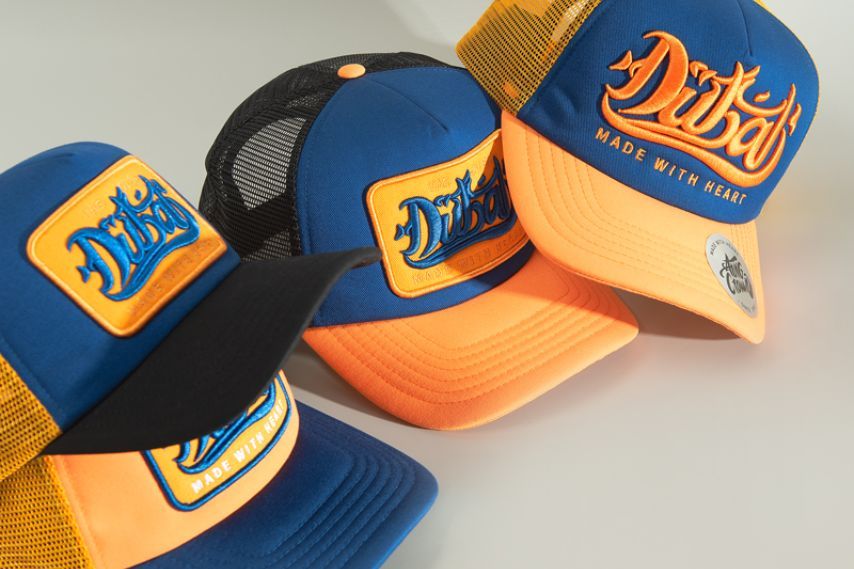 Blue and orange summer headwear baseball hats