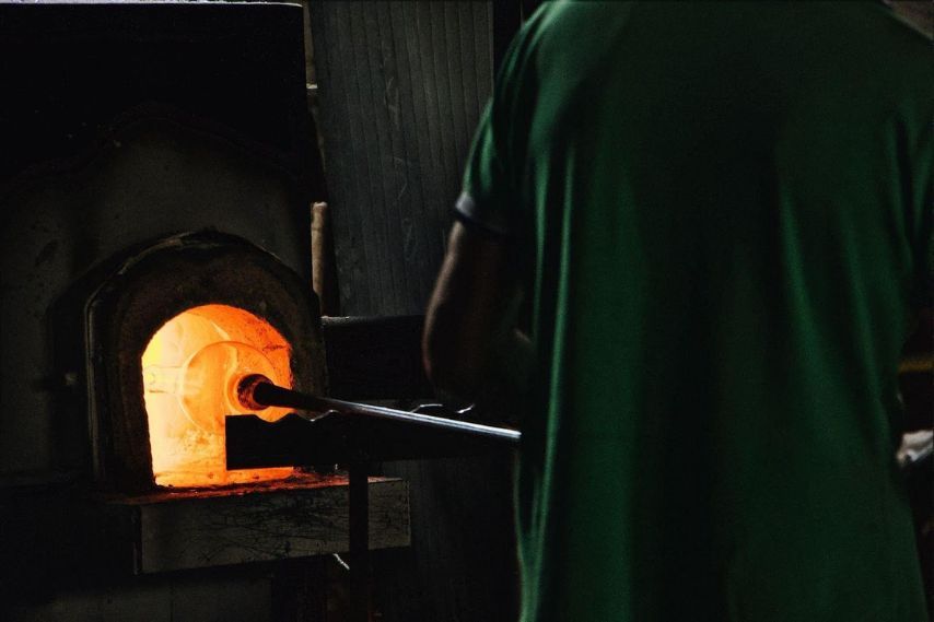 Making Murano Glass in a Factory in Murano, Italy