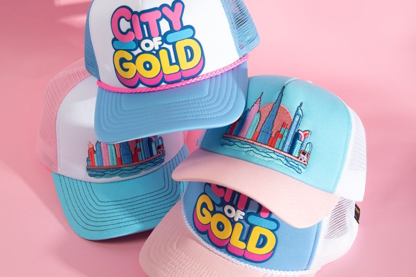 pink and blue summer headwear trucker caps