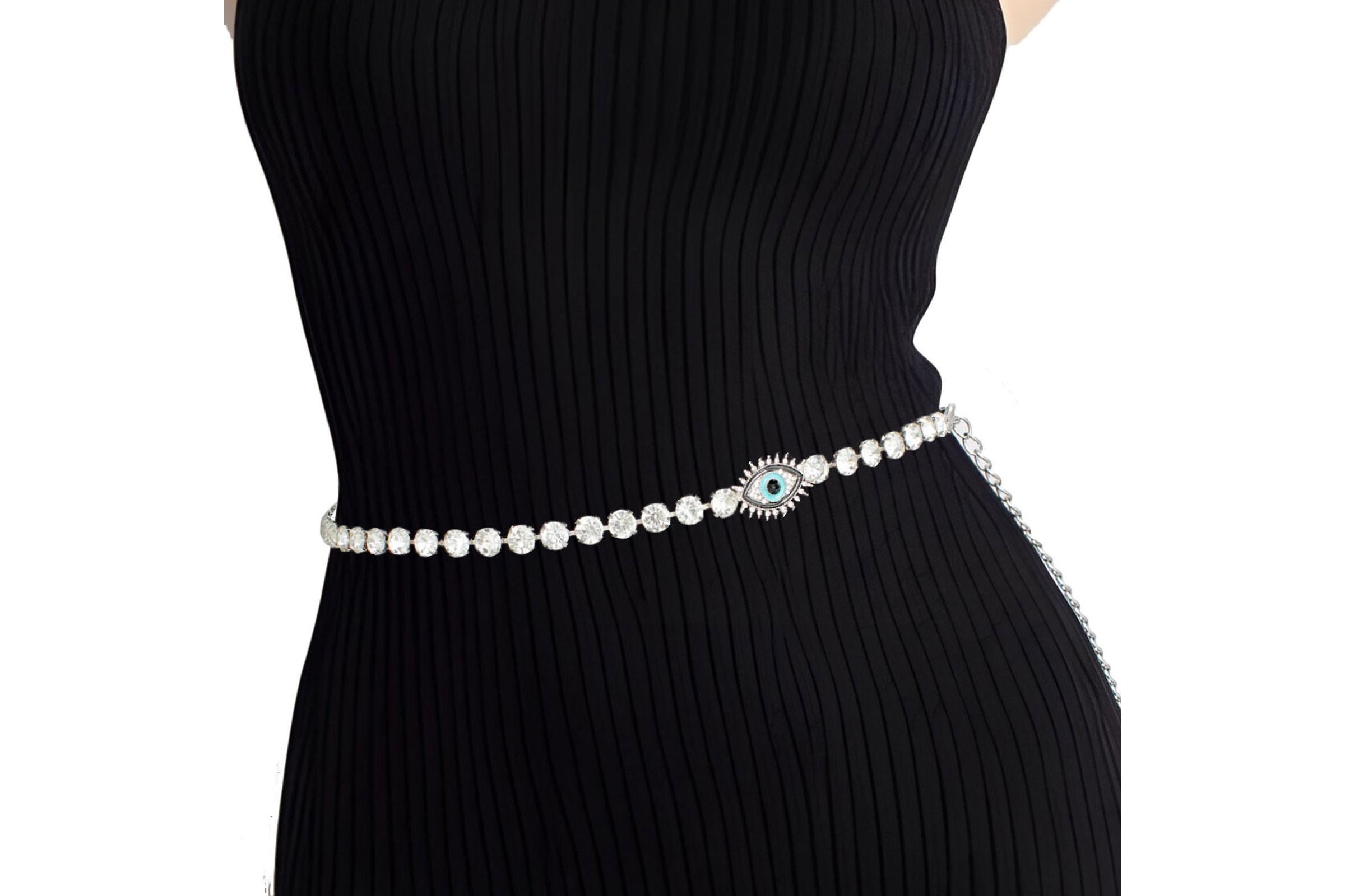 Black belt with silver chain online