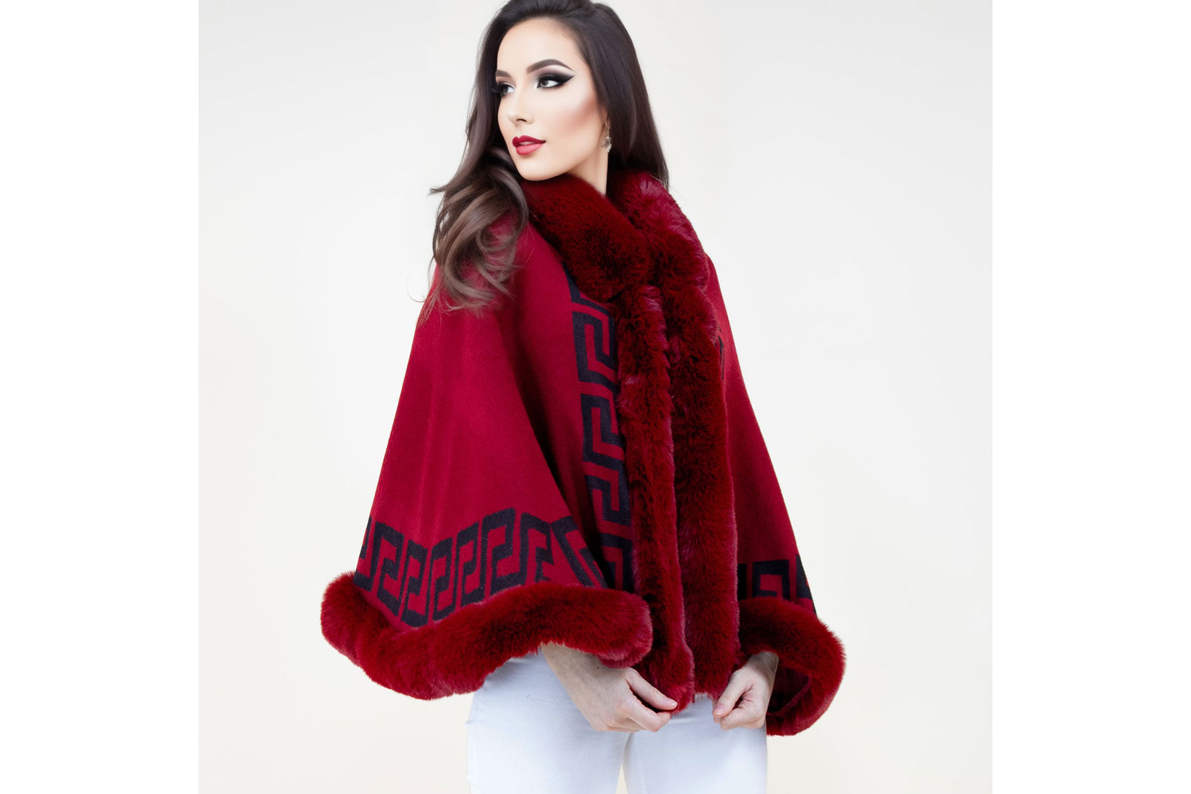 Burgundy fur shawl on sale