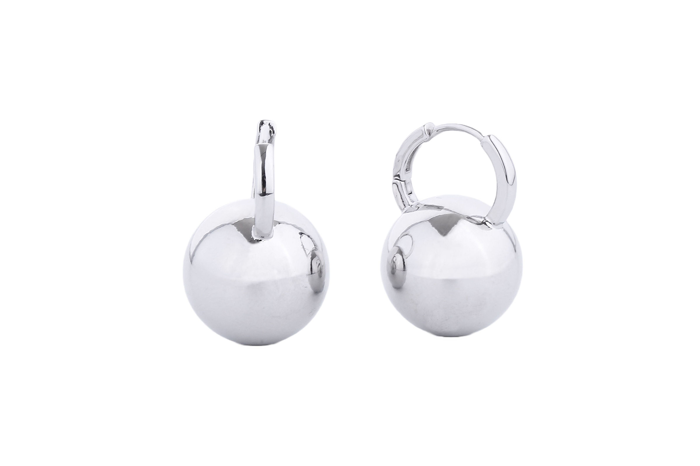Wholesale Hoop White Gold Ball Huggie Earrings for Women