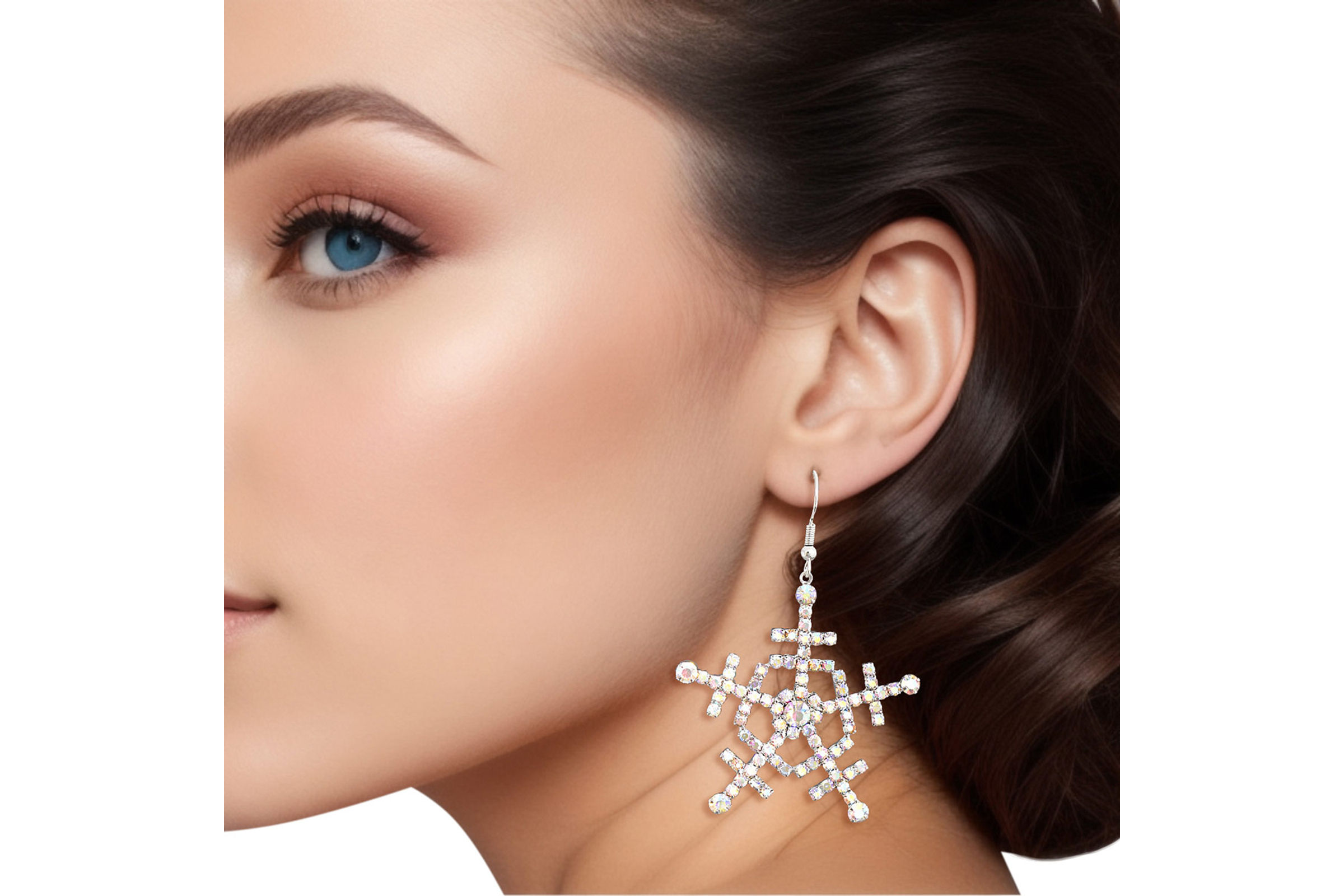 Large dangle snowflake earrings best sale