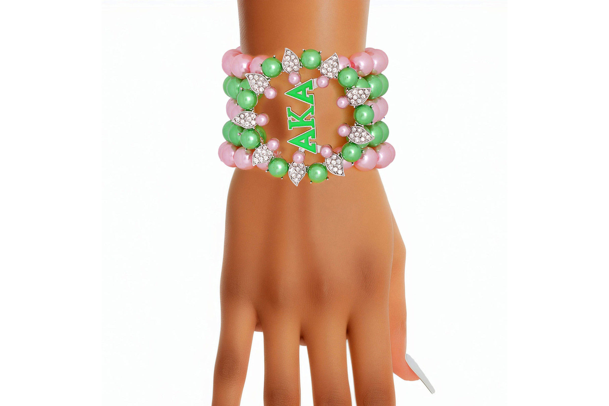Wholesale Bracelet Pink Green Pearl AKA 5 Strand for Women Wholesale Bracelet Pink Green Pearl AKA 5 Strand for Women