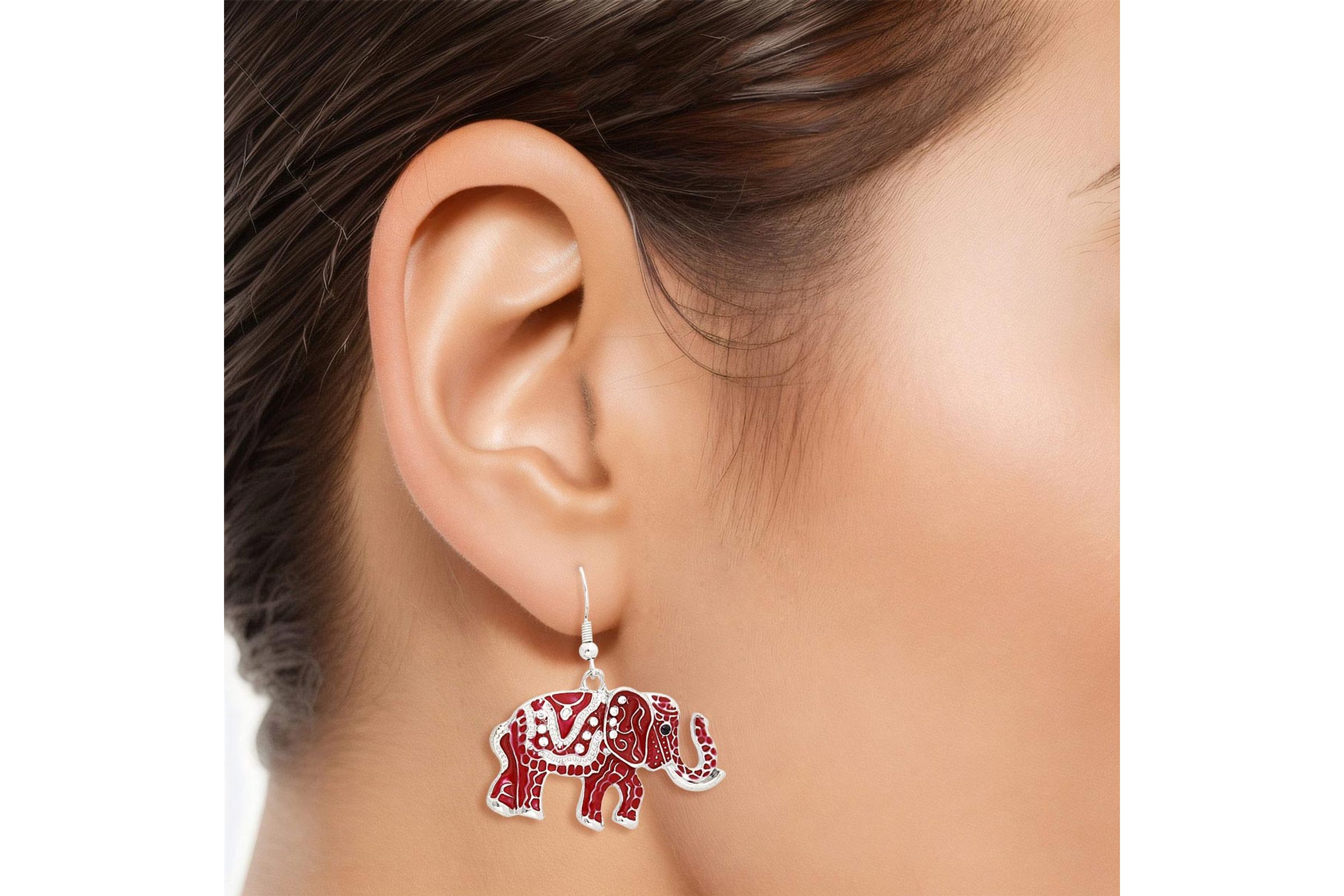 Red elephant earrings shop