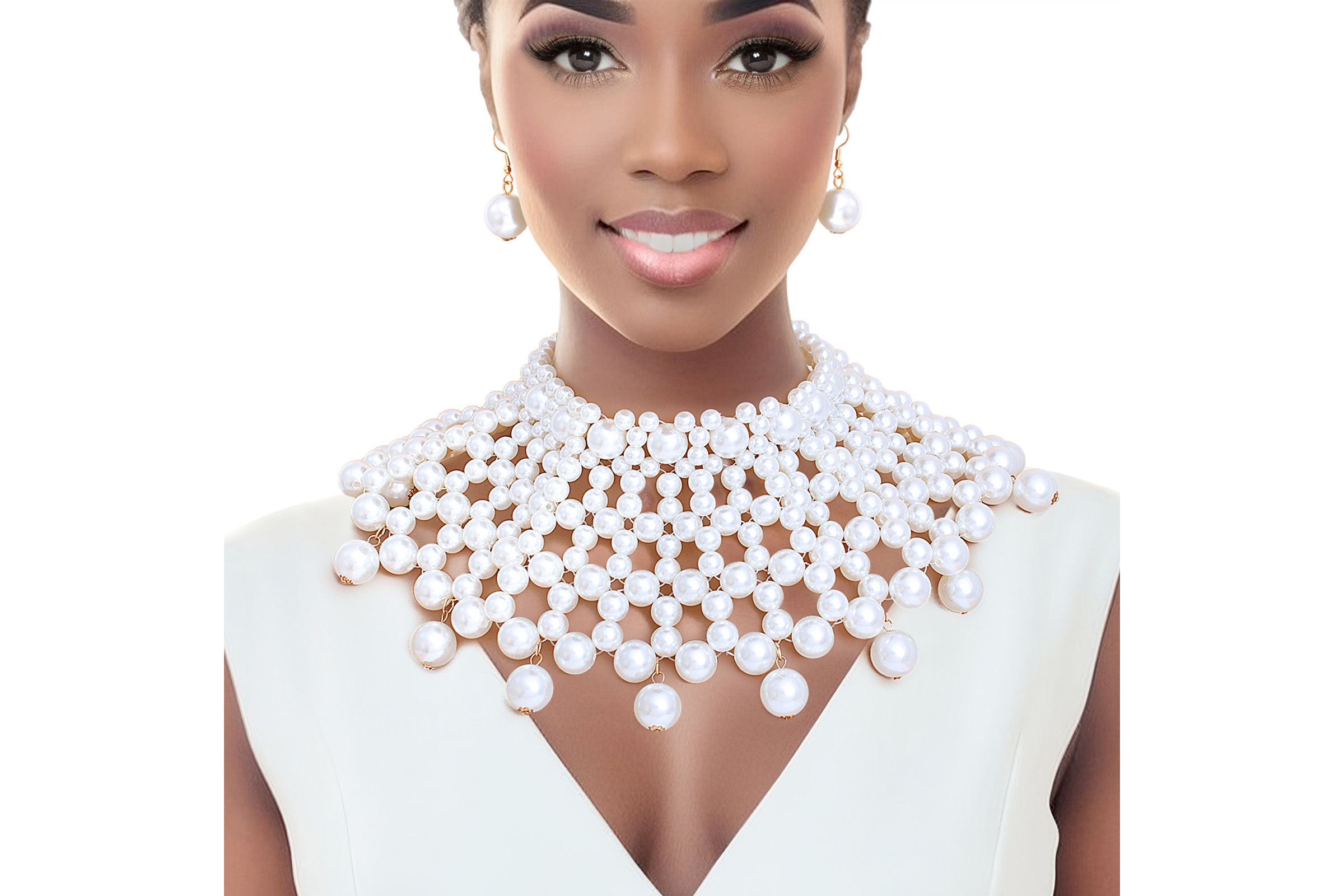 Choker with white pearl top