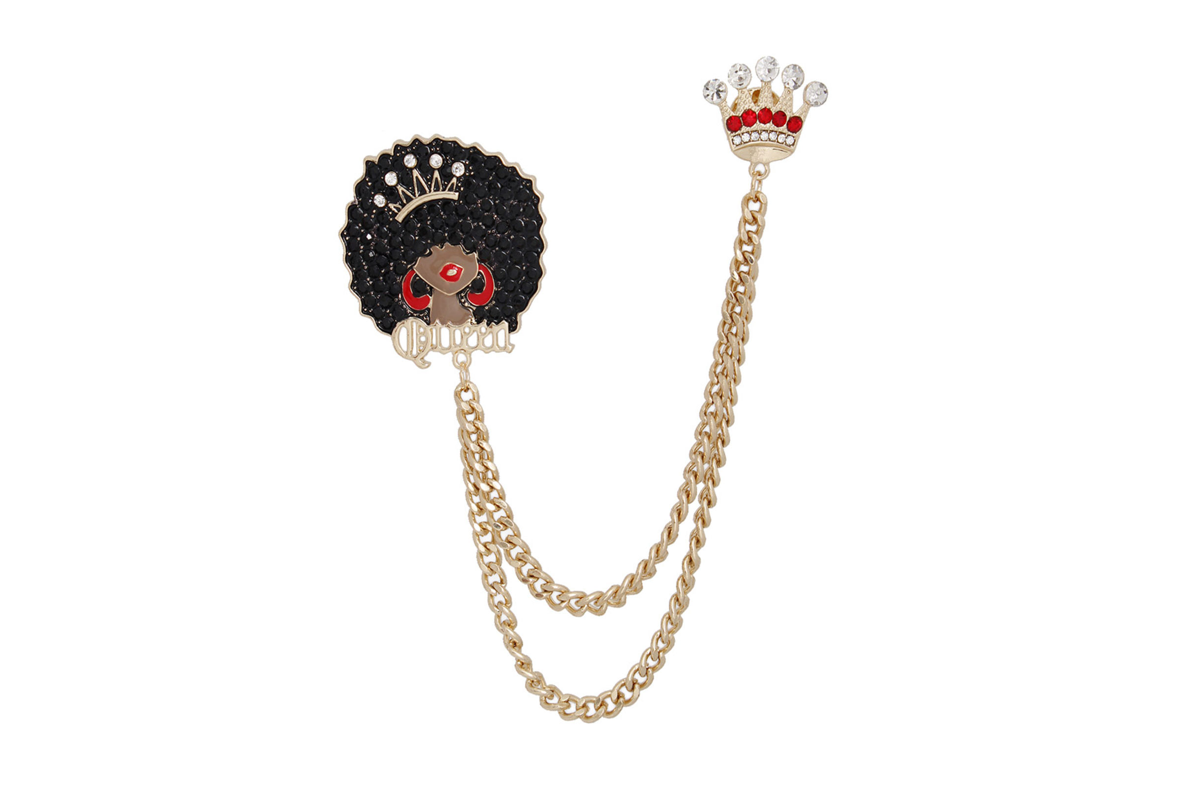 Wholesale Brooch Afro Queen Double Chain Pin for Women