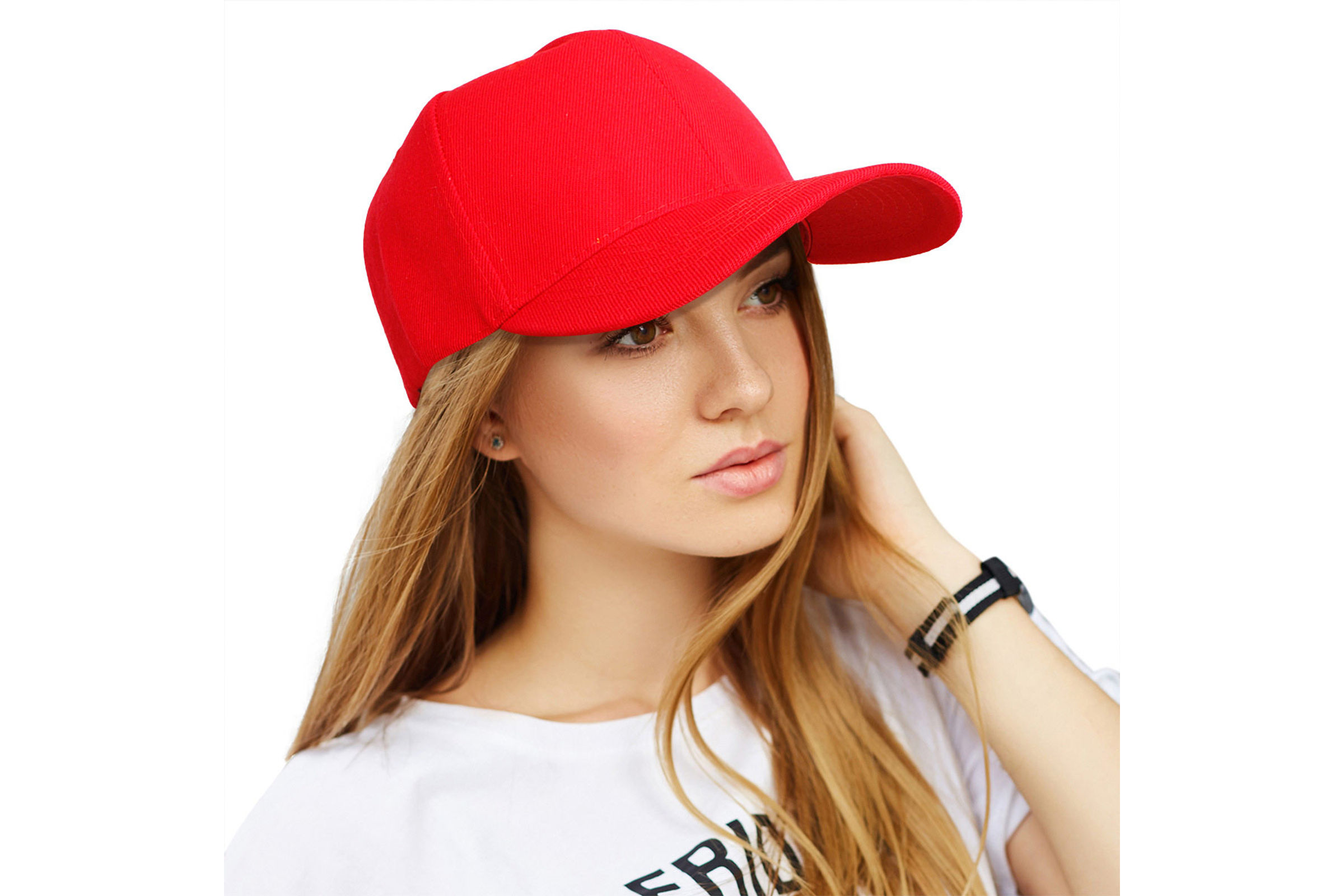 Womens red baseball cap discount