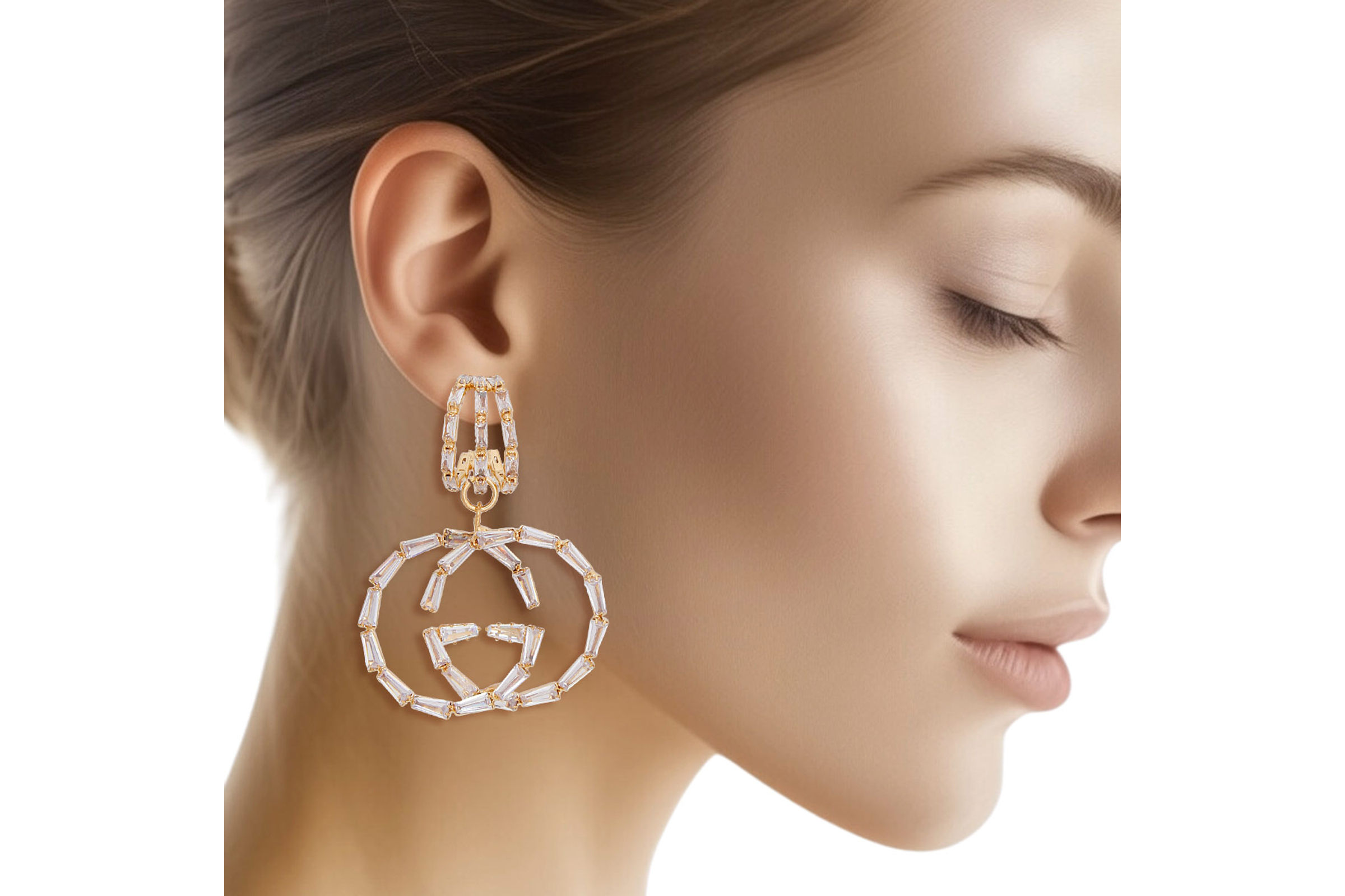 Wholesale Hoops Gold Crystal Italian Luxe Charm Earrings