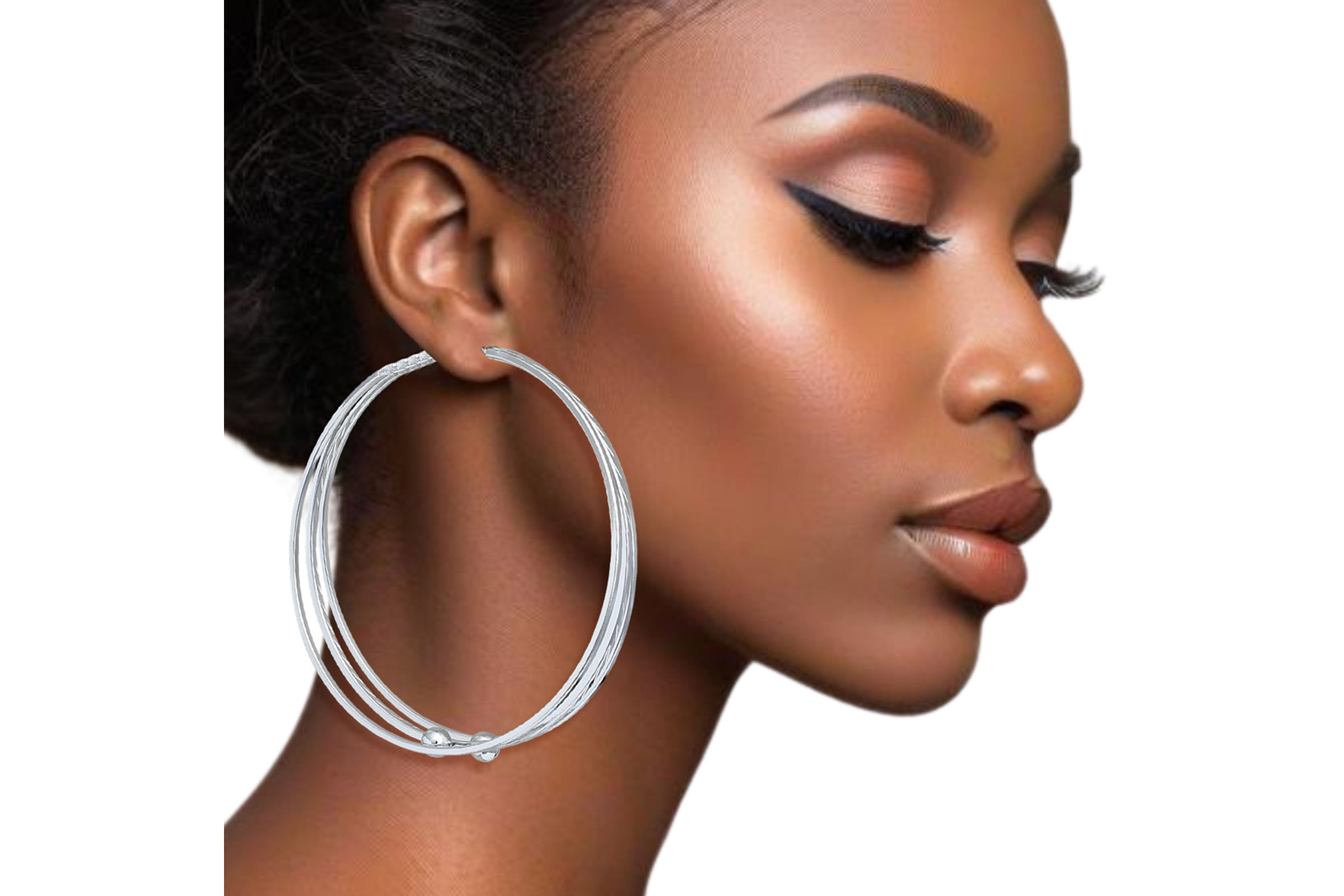 Dozen Pack Triple Wire Wide Hoop Earrings