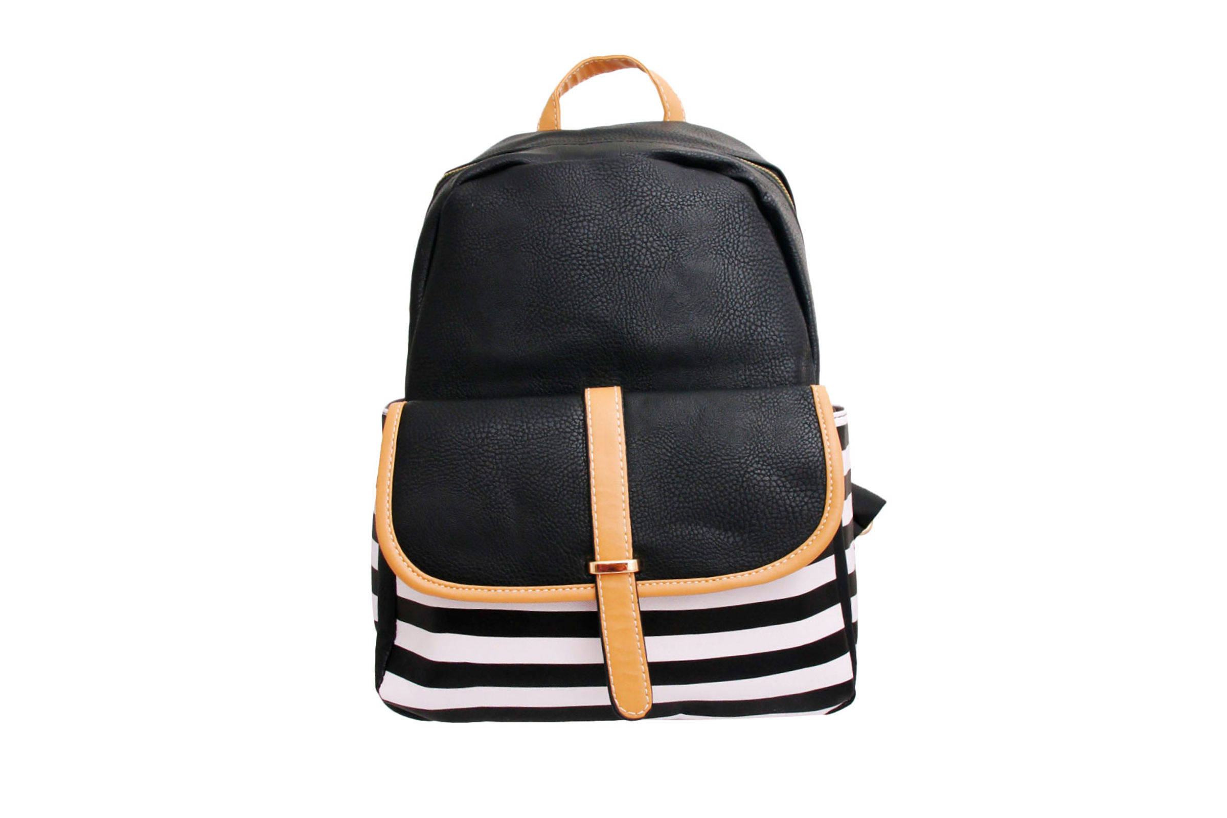 Black and White Stripe Backpack- Order Wholesale display picture 1