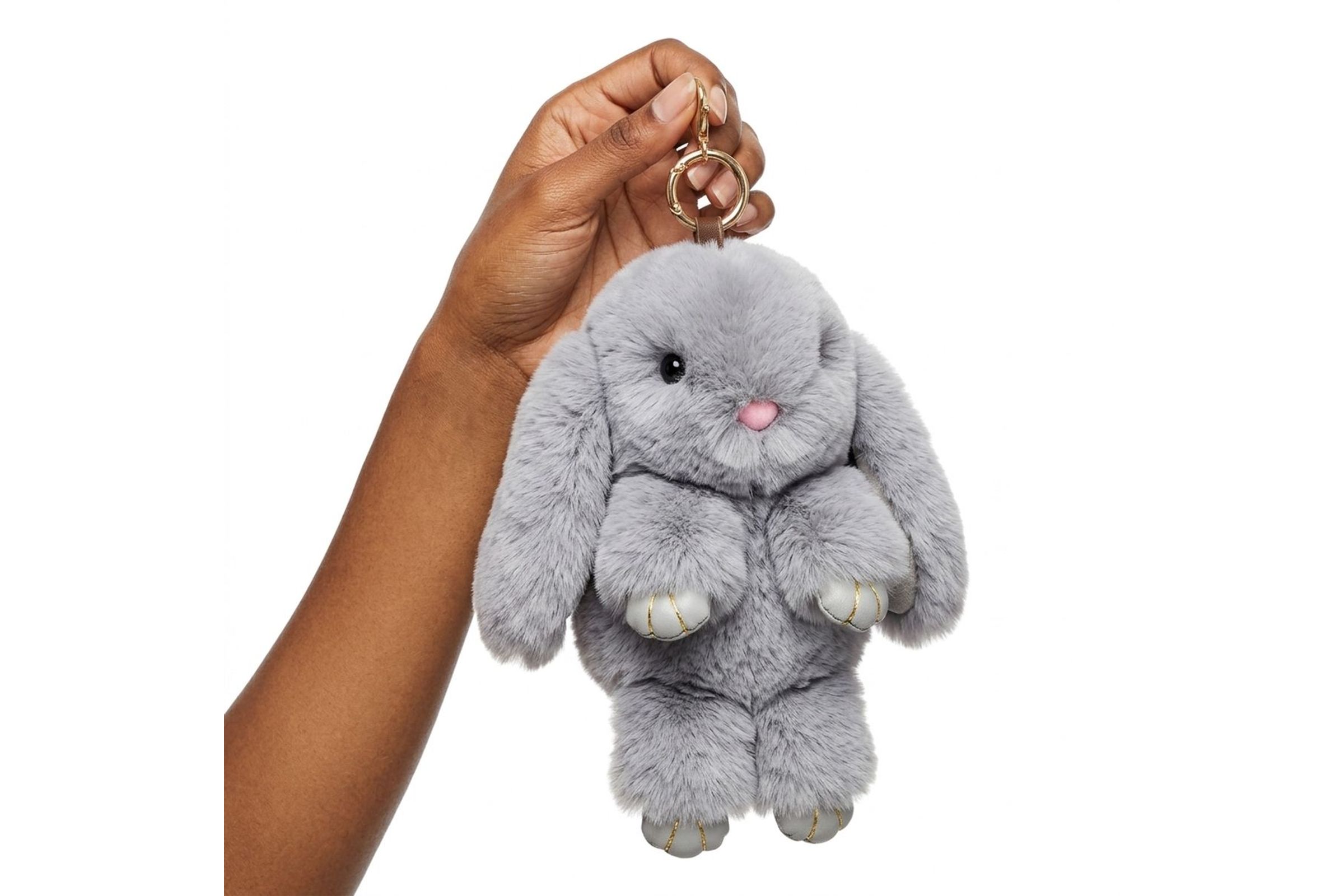 Wholesale Fluffy Grey Plush Bunny Keychain Bag Charm