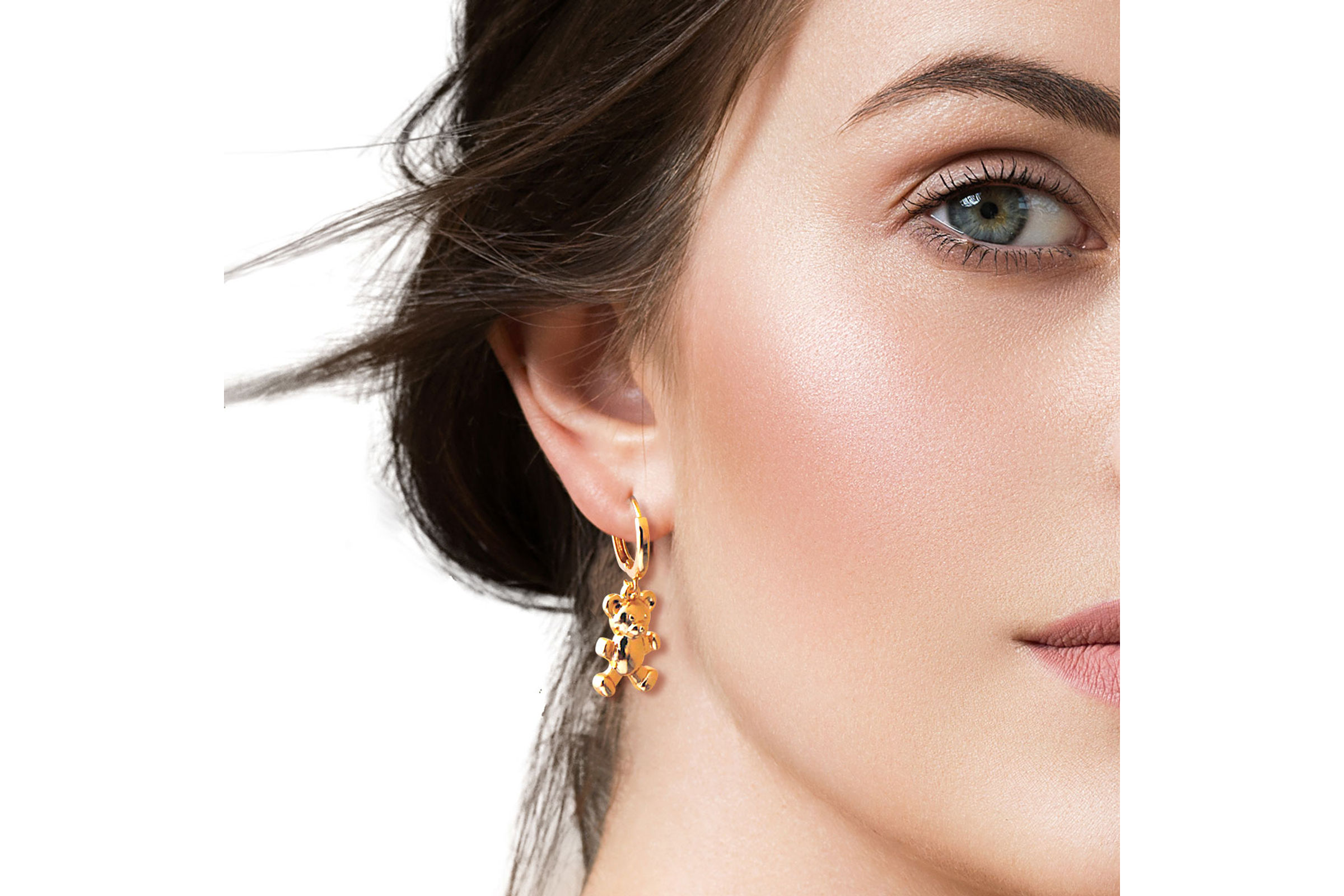 Teddy bear hoop earrings discount
