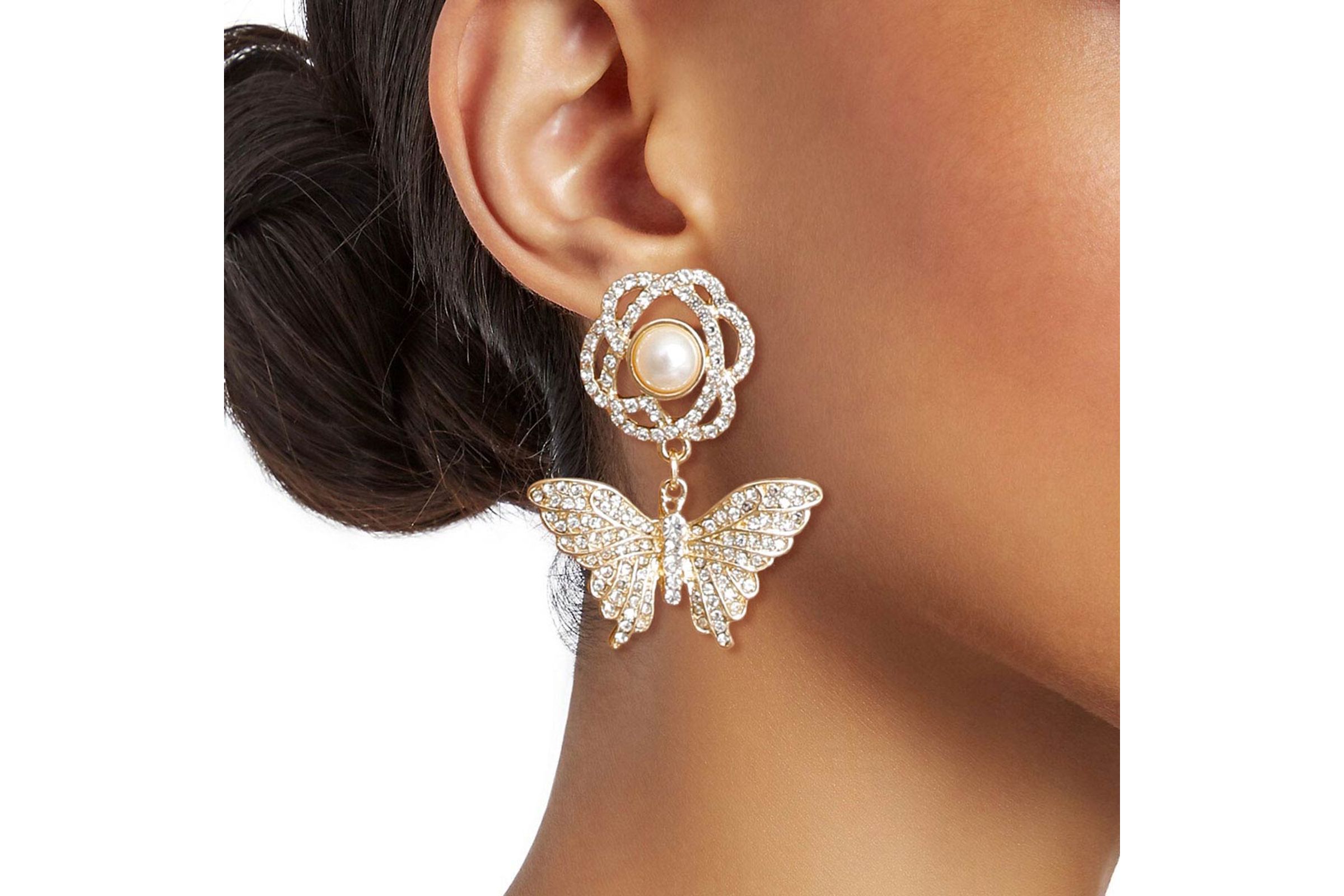 Rose gold rhinestone earrings top