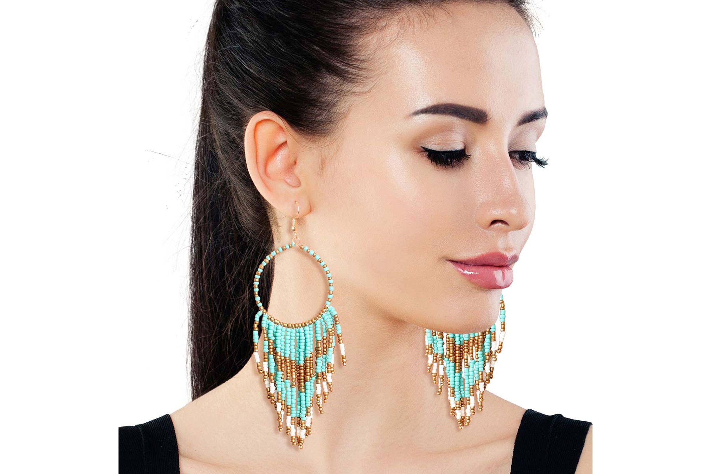 Turquoise circle earrings shop