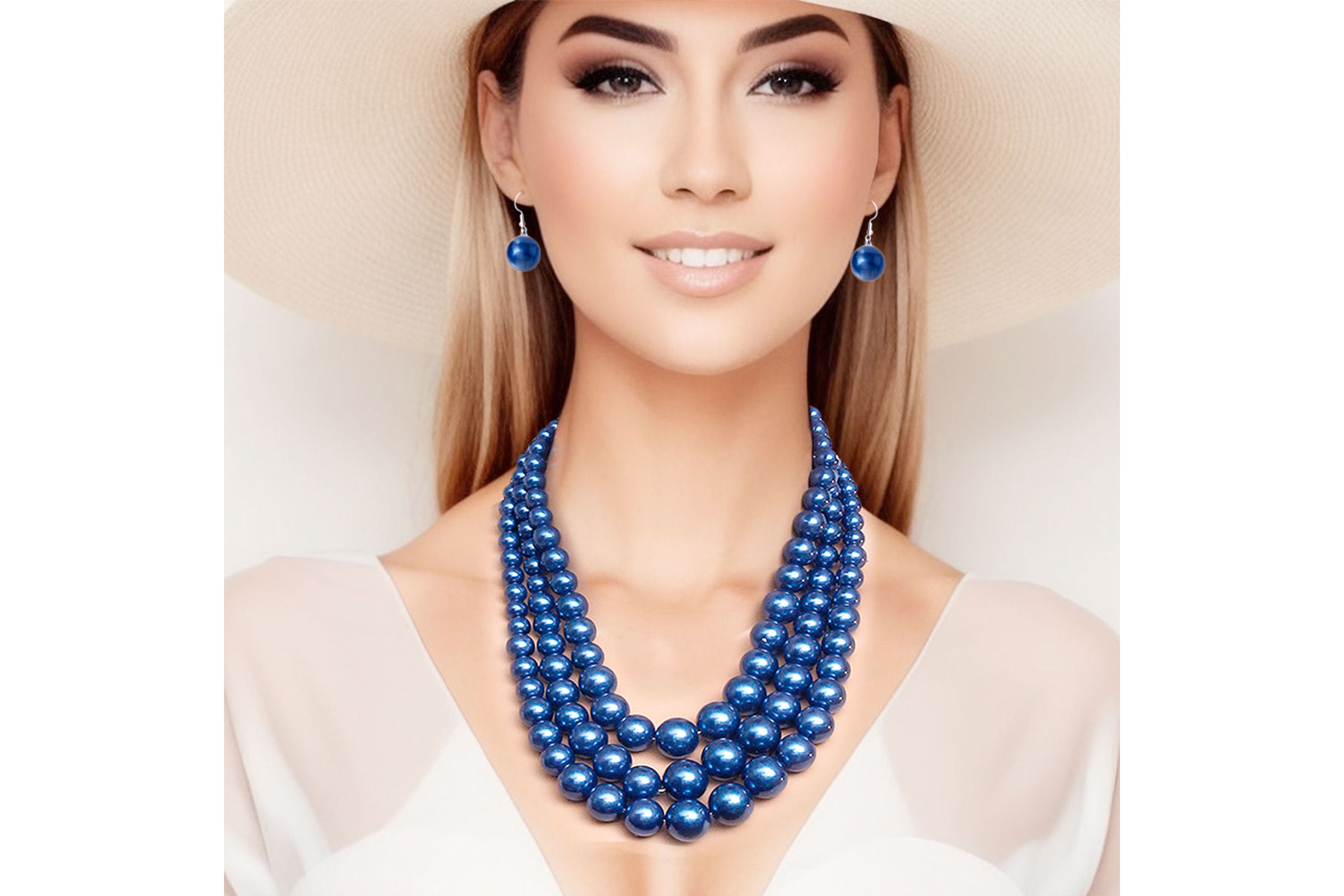 Blue pearl necklace store