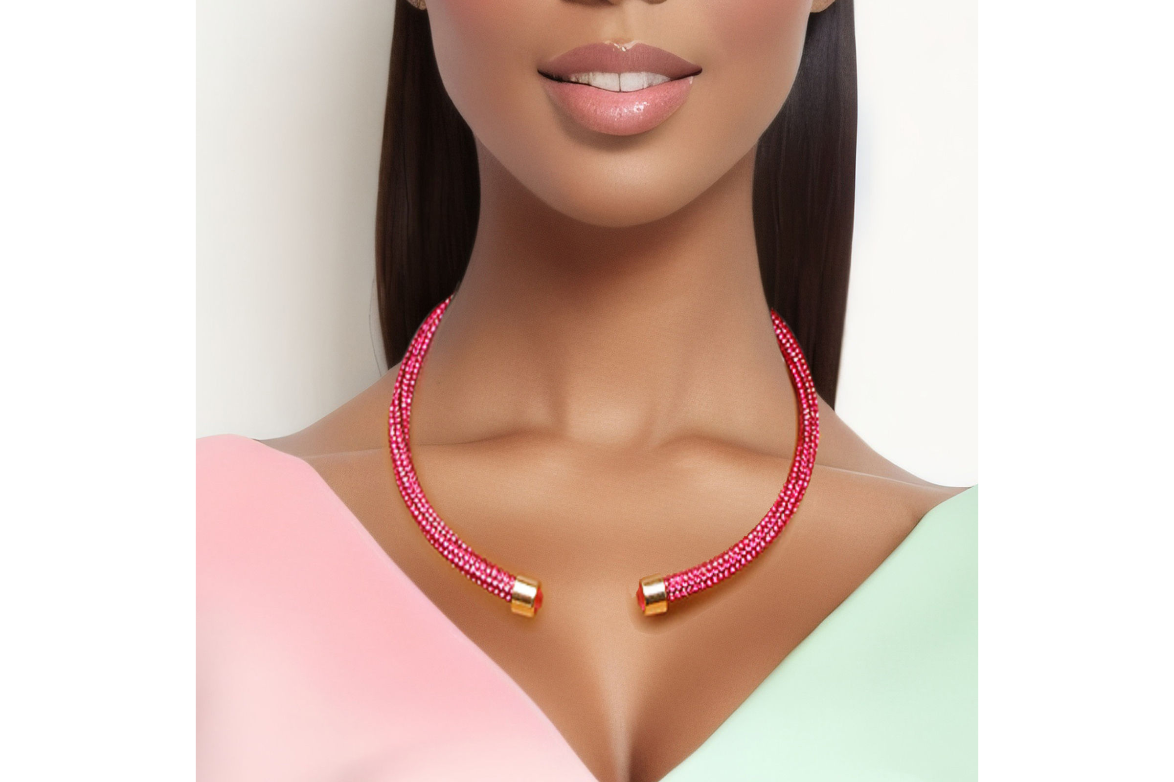 Pink rhinestone choker store