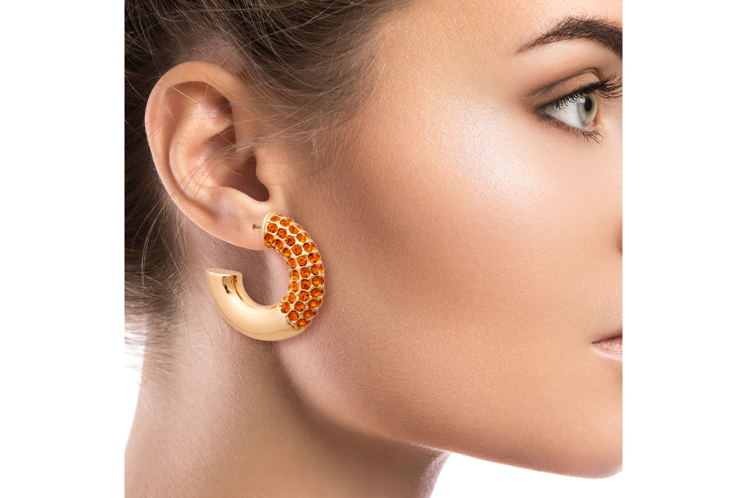 Topaz Rhinestone Thick Hoops Order Wholesale