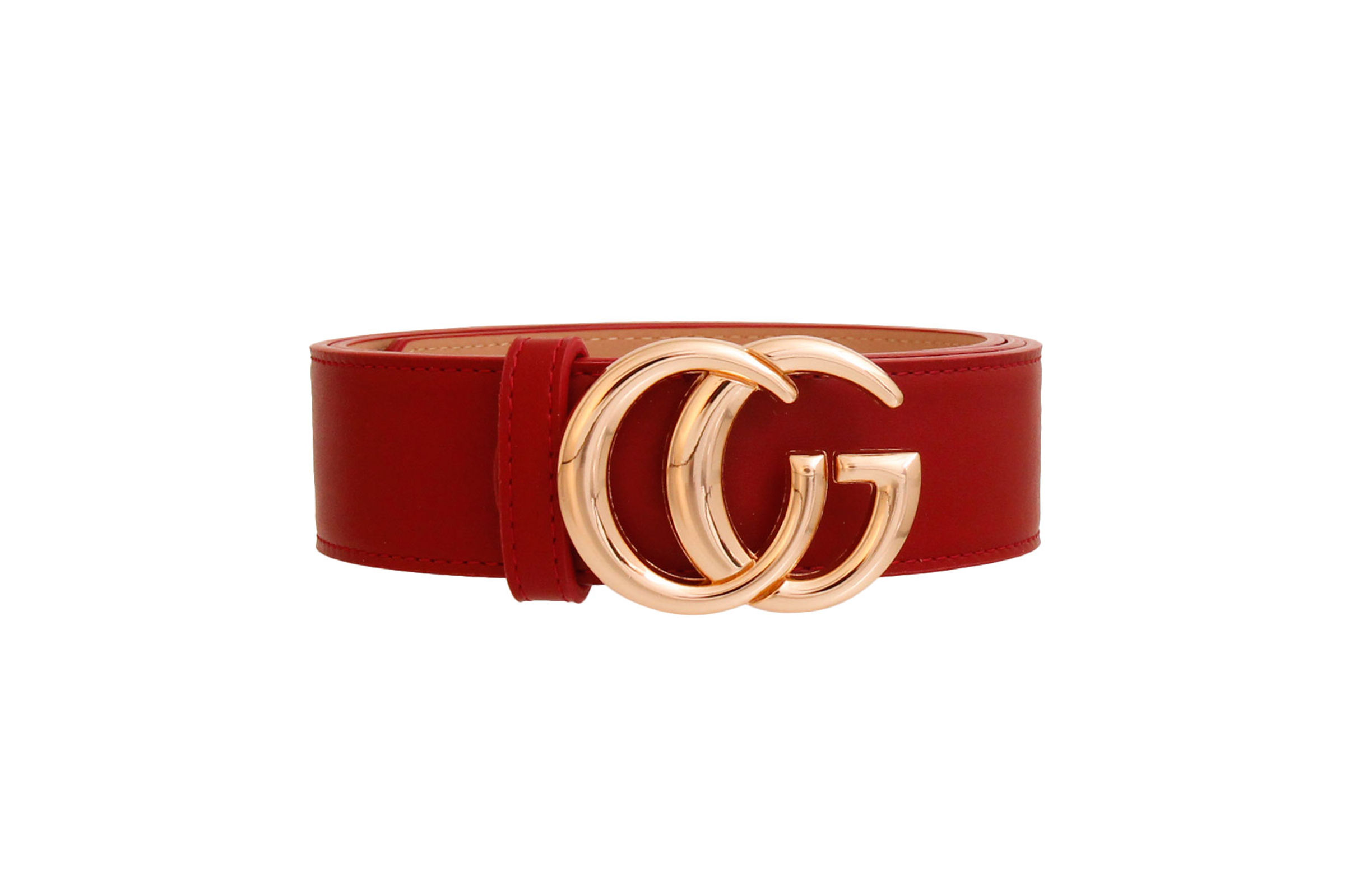 Burgundy and Gold G Designer Belt Order Wholesale