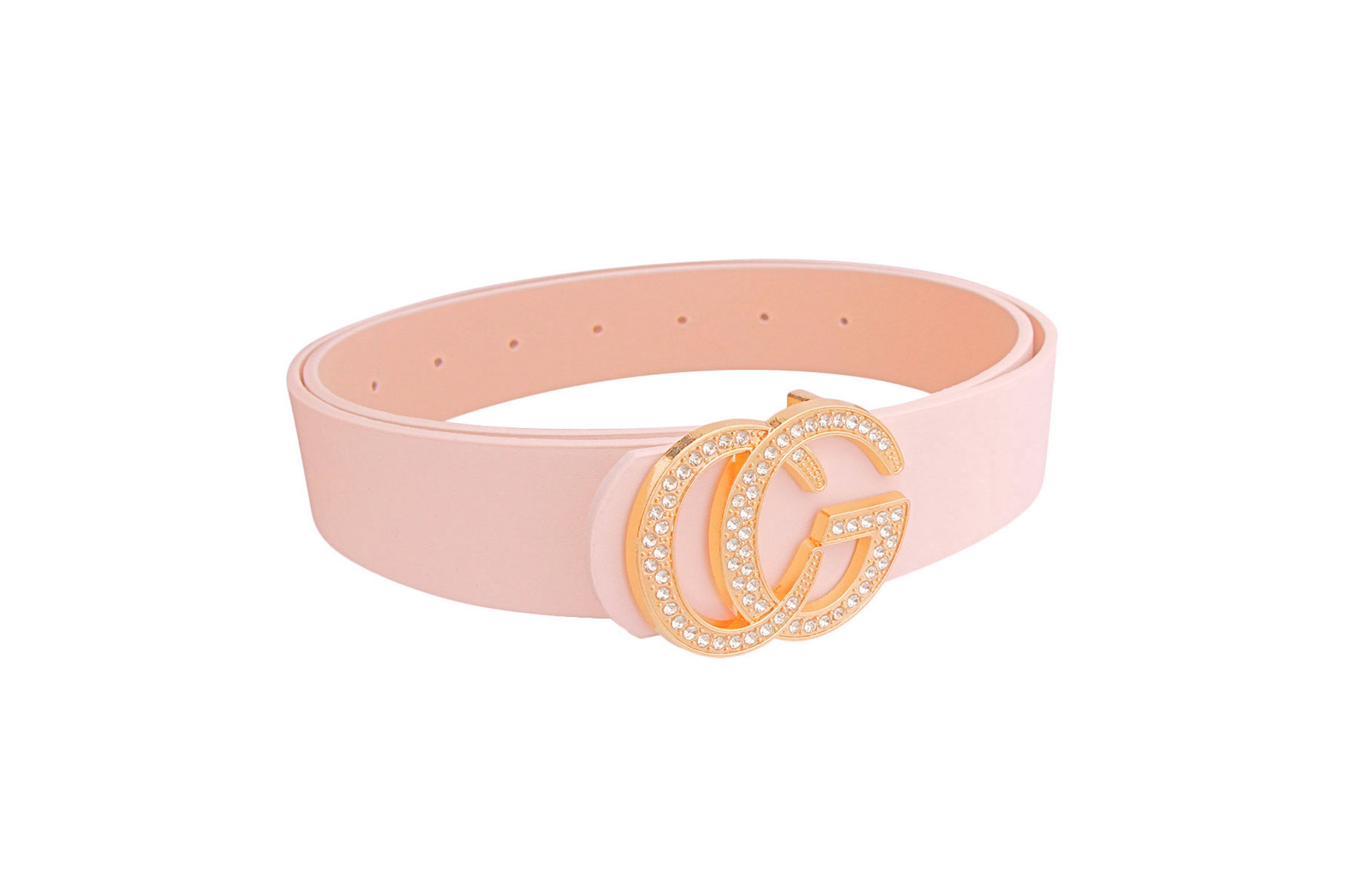 Light Pink and Rhinestone Gold Letter Belt Order Wholesale