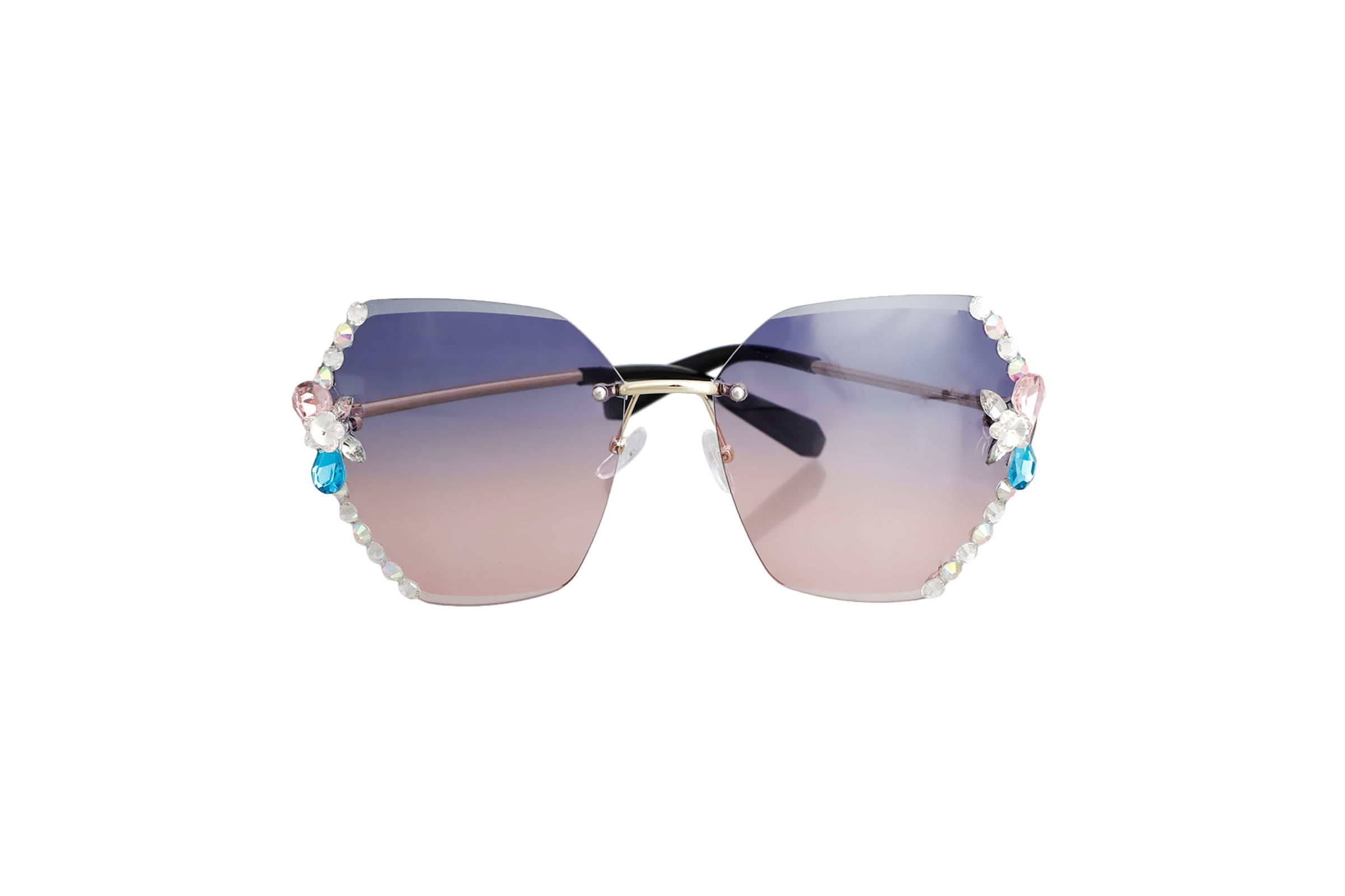 Purple Hexagon Crystal Sunglasses Order Wholesale