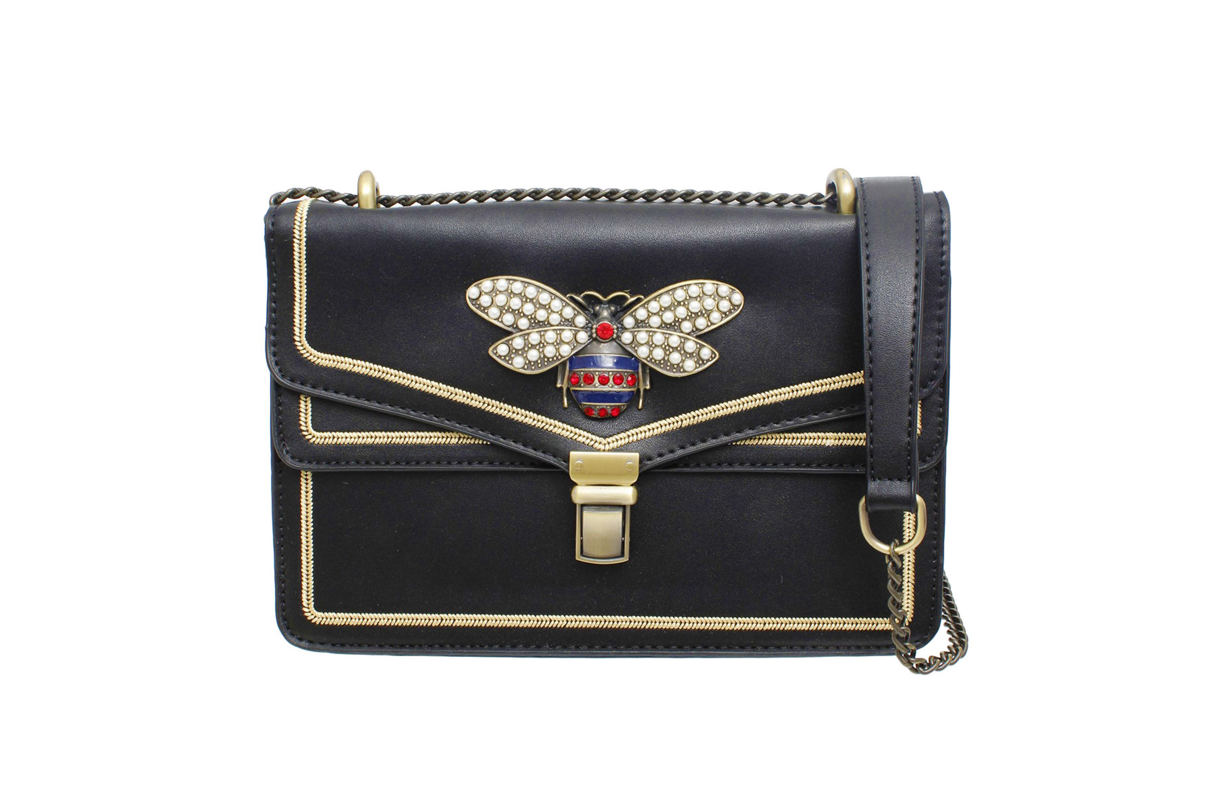 Black Bee Dual Compartment Shoulder Bag