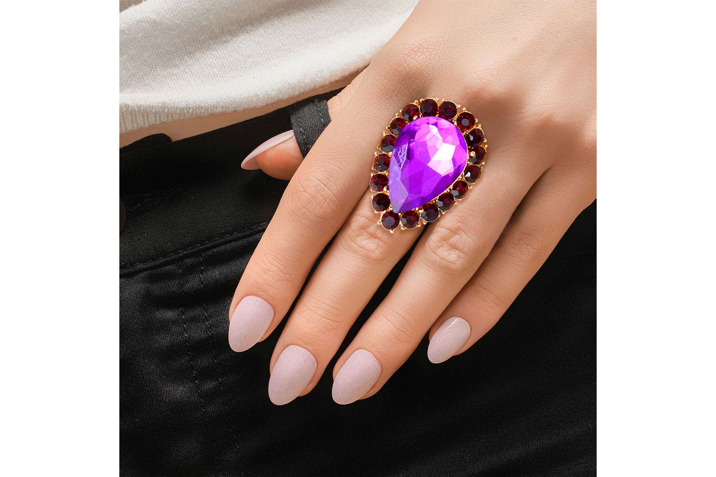 Purple Teardrop Cocktail Ring Order Wholesale