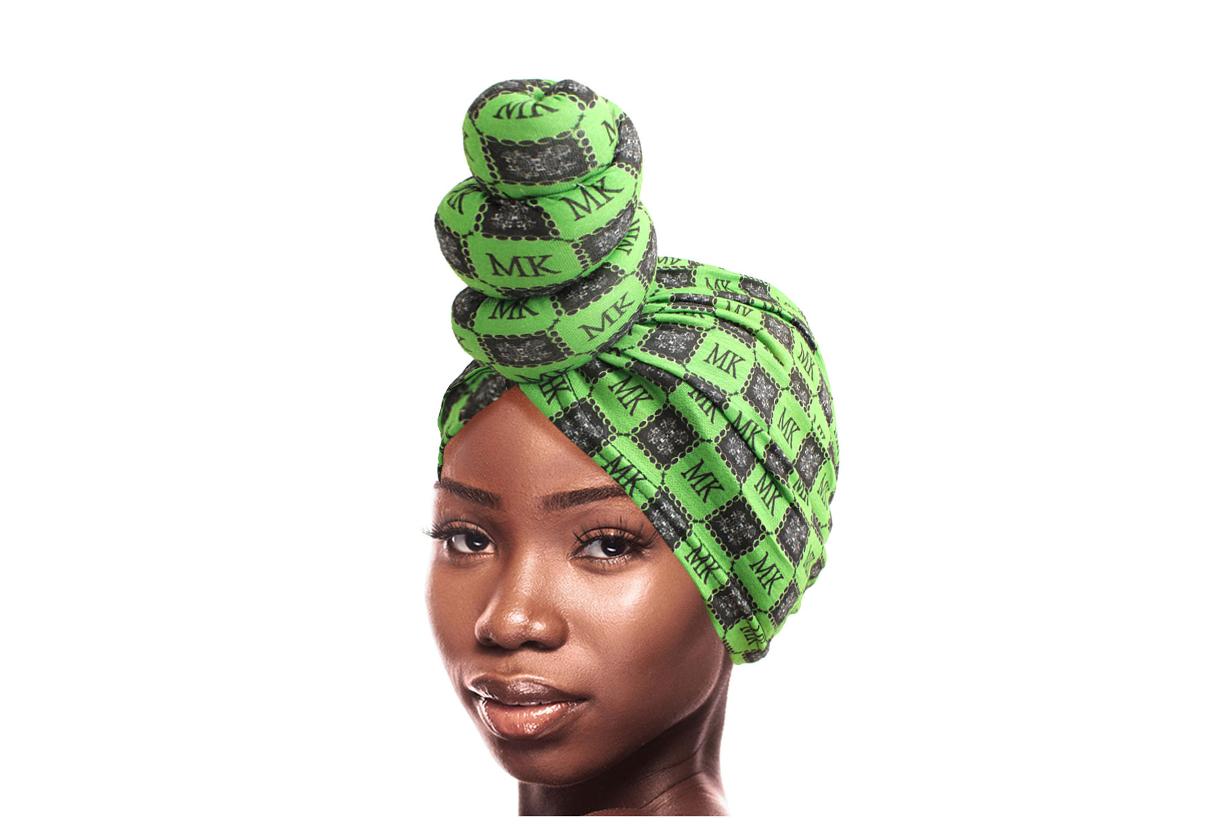Green MK Tall Twist Knot Turban Order Wholesale