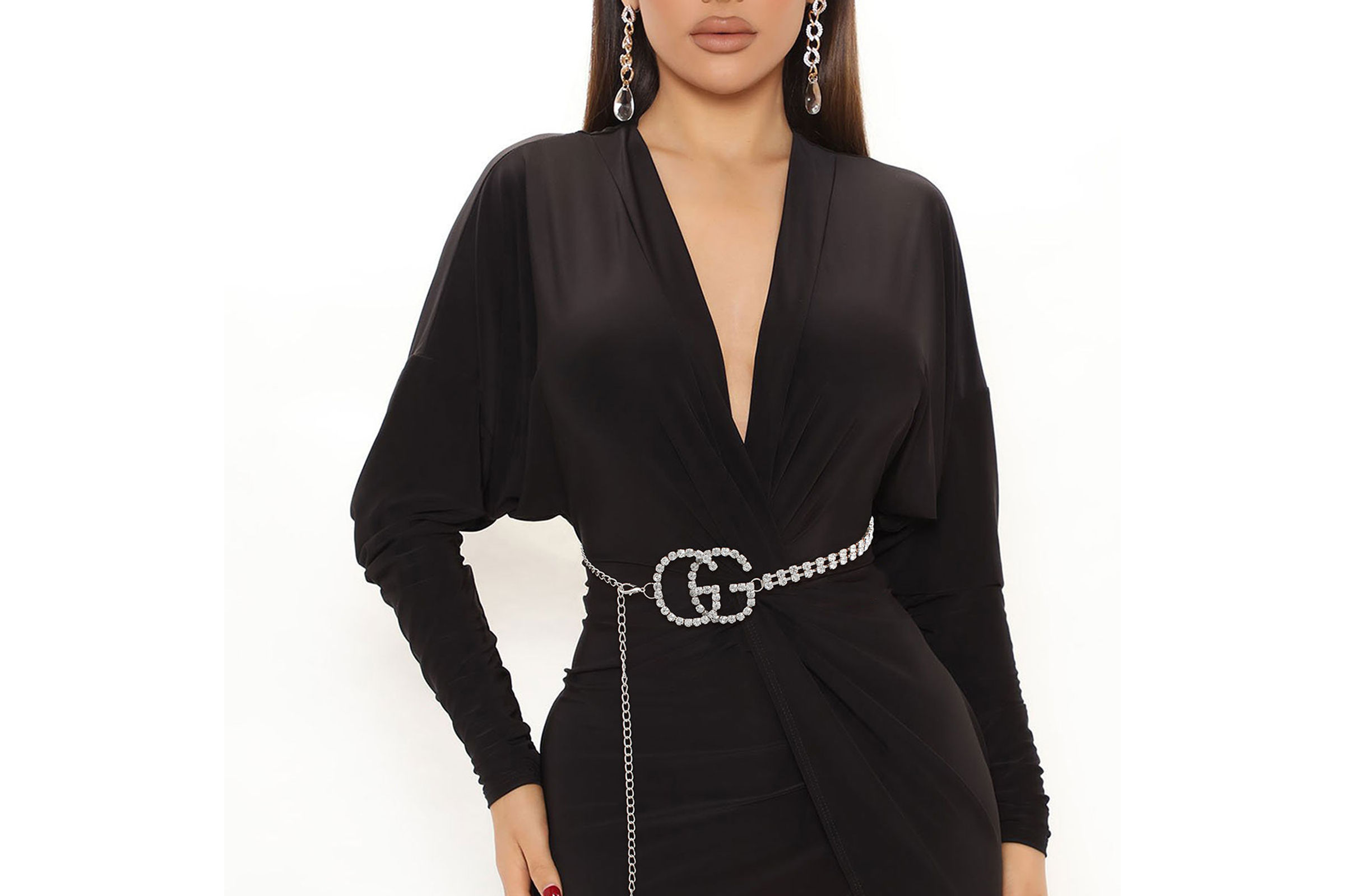 Silver Embellished Side Double G Belt Order Wholesale