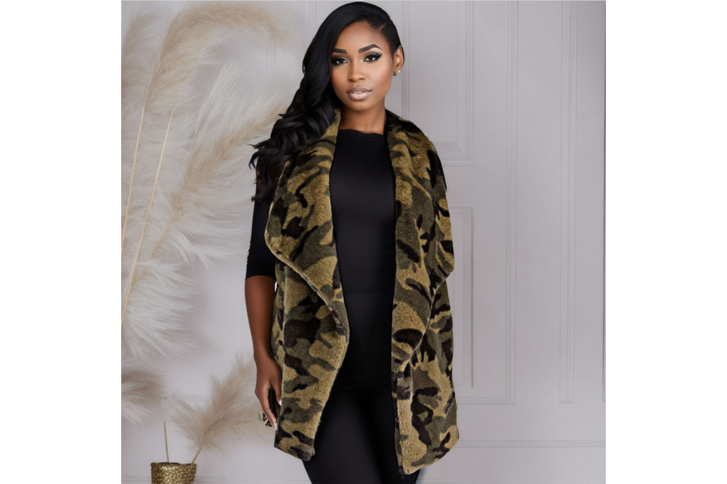Plus size camo vest top