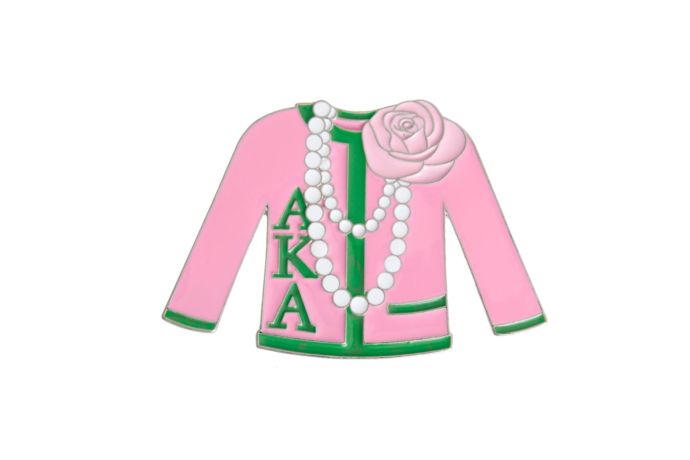 AKA Pink Green Sorority Sweater Pin