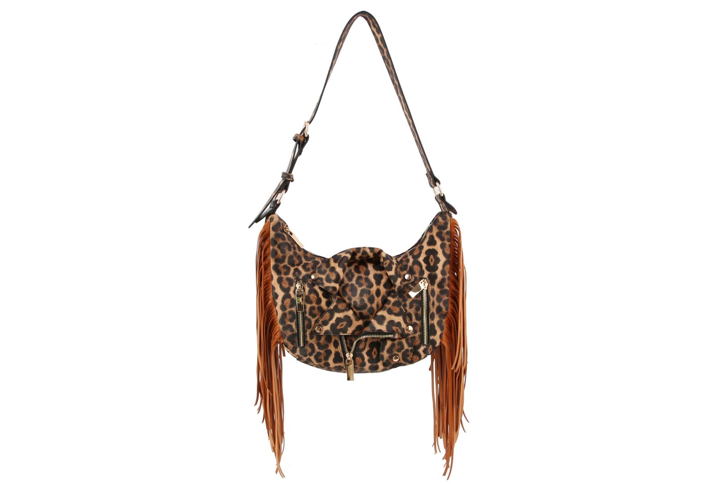 Leopard fringe purse outlet
